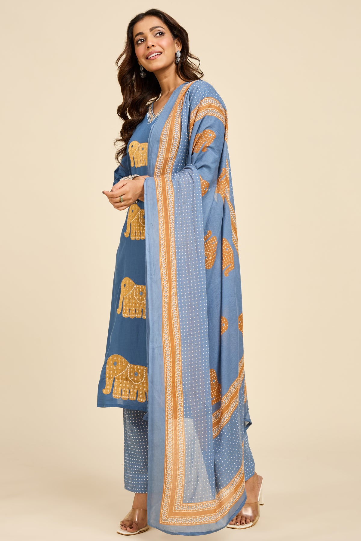 Alaya Select Azure Caravan Embroidered Kurta Set