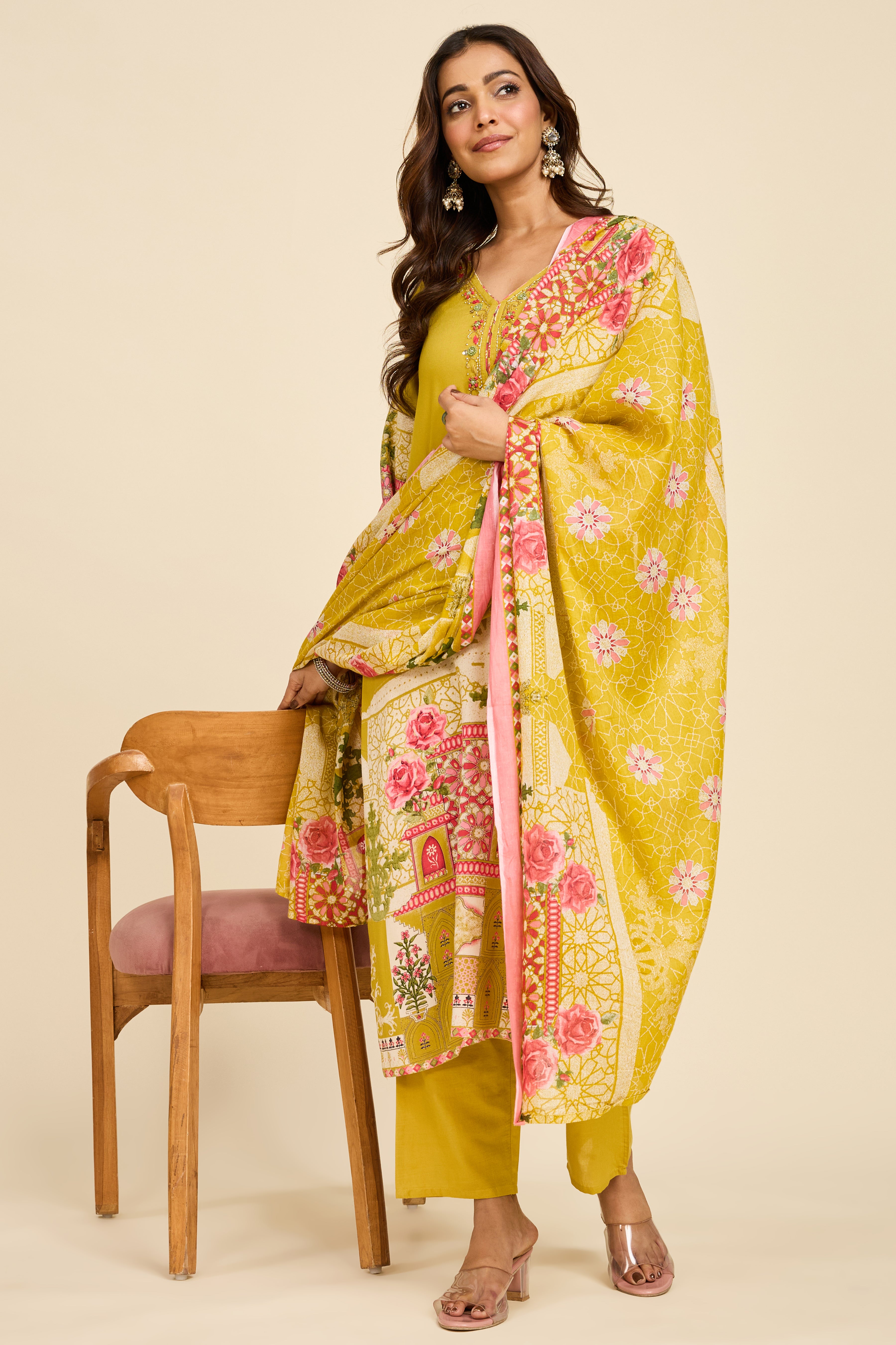 Alaya Select Pista Flora Kurta Set