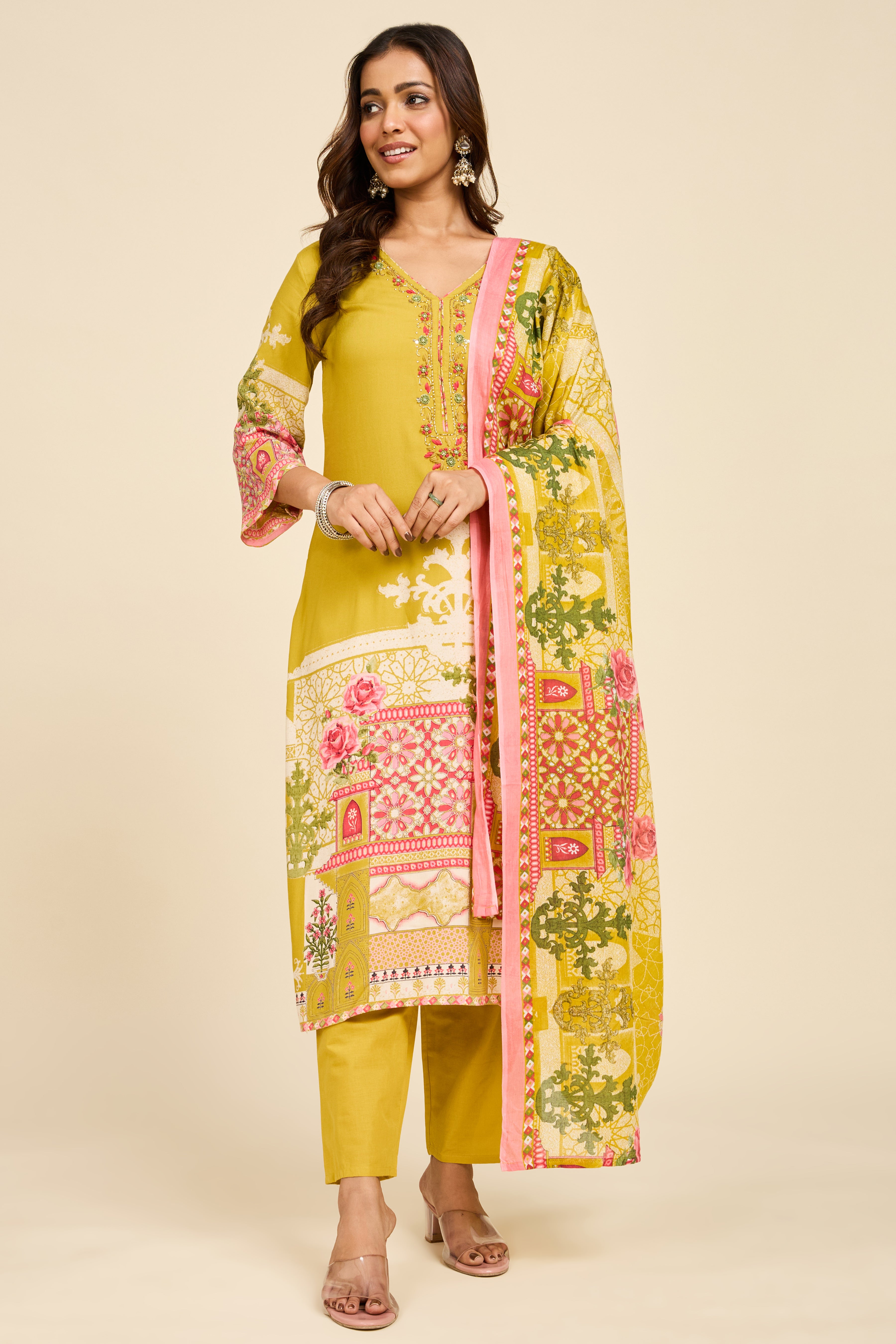 Alaya Select Pista Flora Kurta Set
