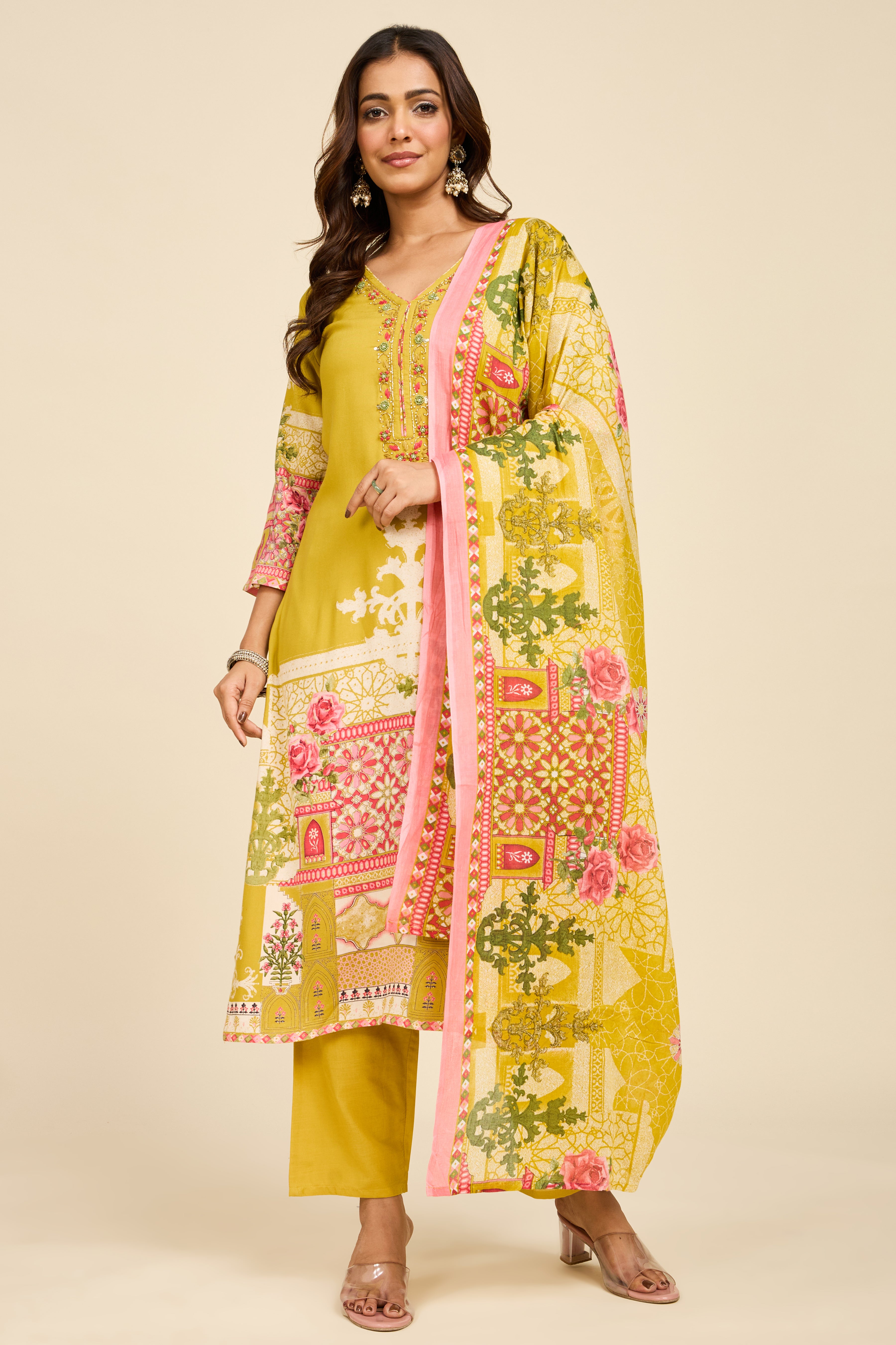 Alaya Select Pista Flora Kurta Set