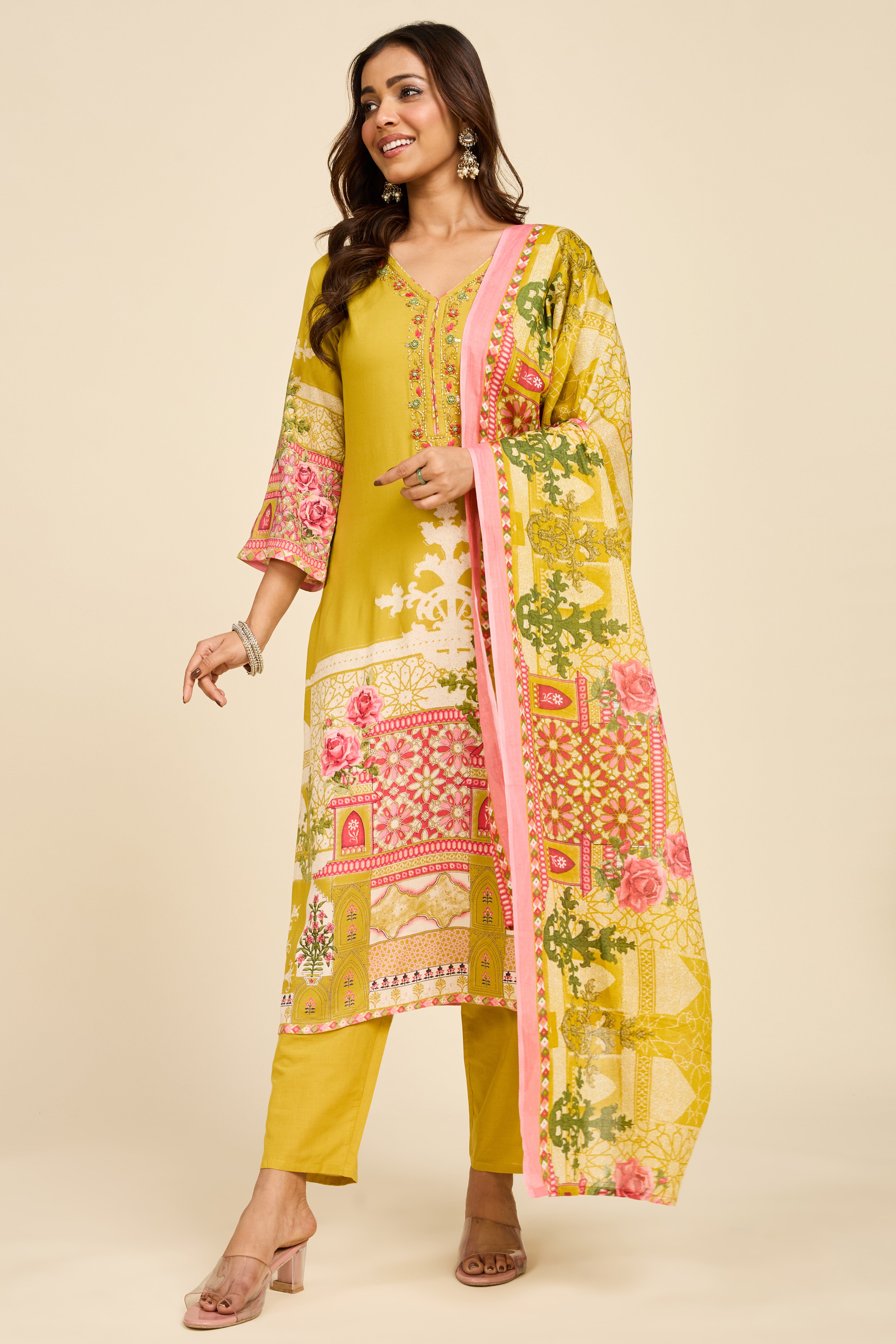 Alaya Select Pista Flora Kurta Set