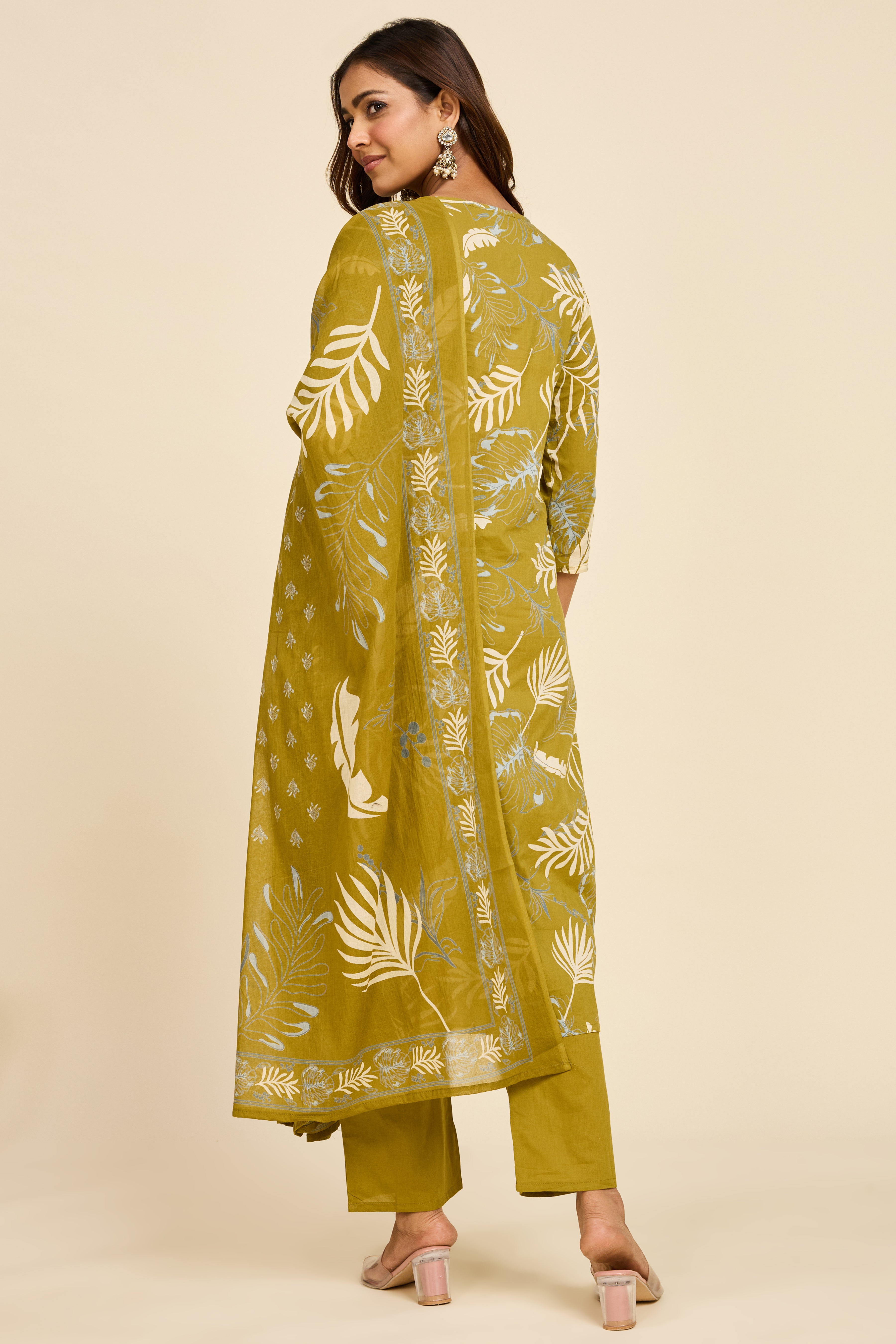 Alaya Select Olive Cotton Kurta Set