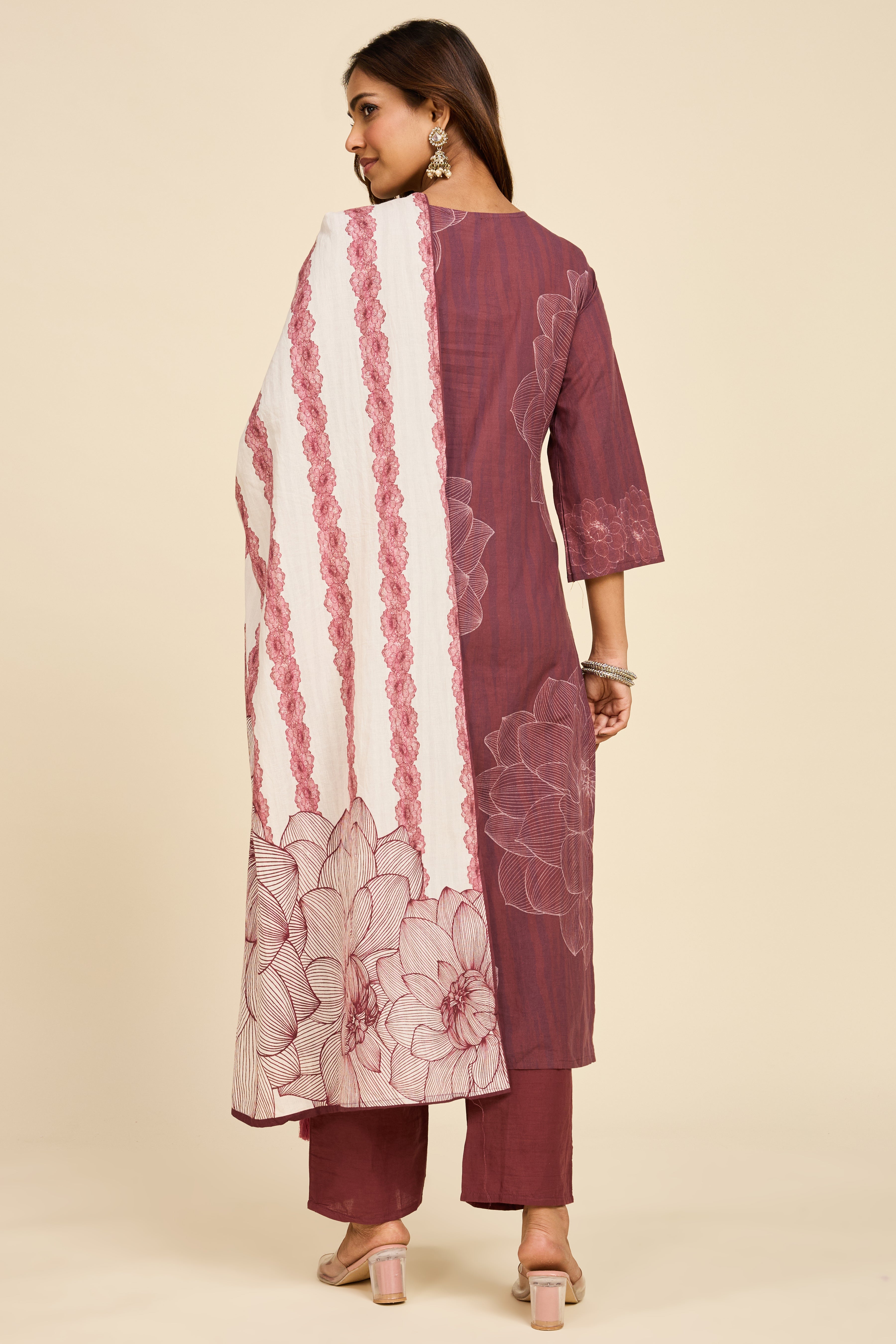 Alaya Select Mauve Floral Cotton Kurta Set