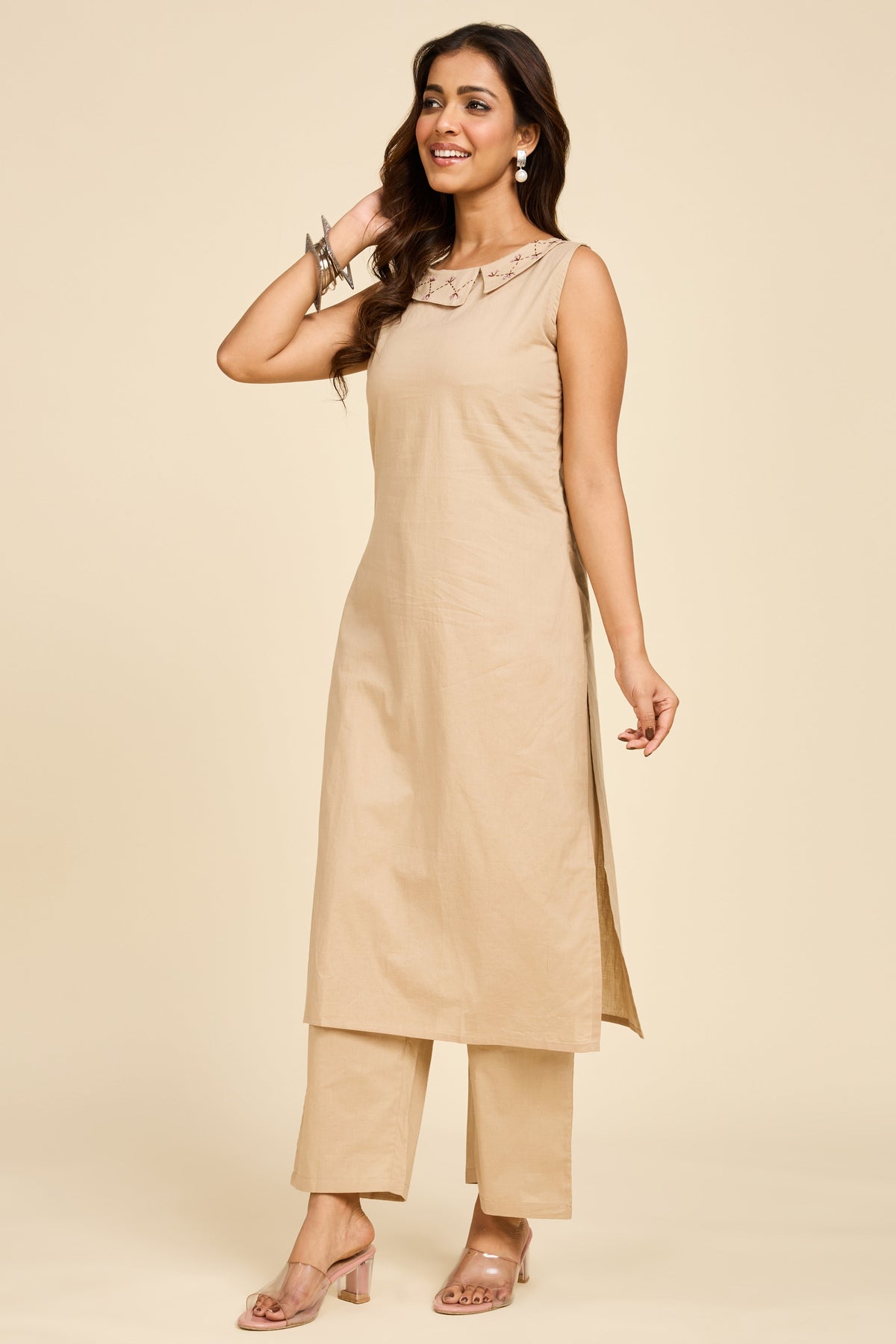 Alaya Select Beige Panelled Co-ord Set