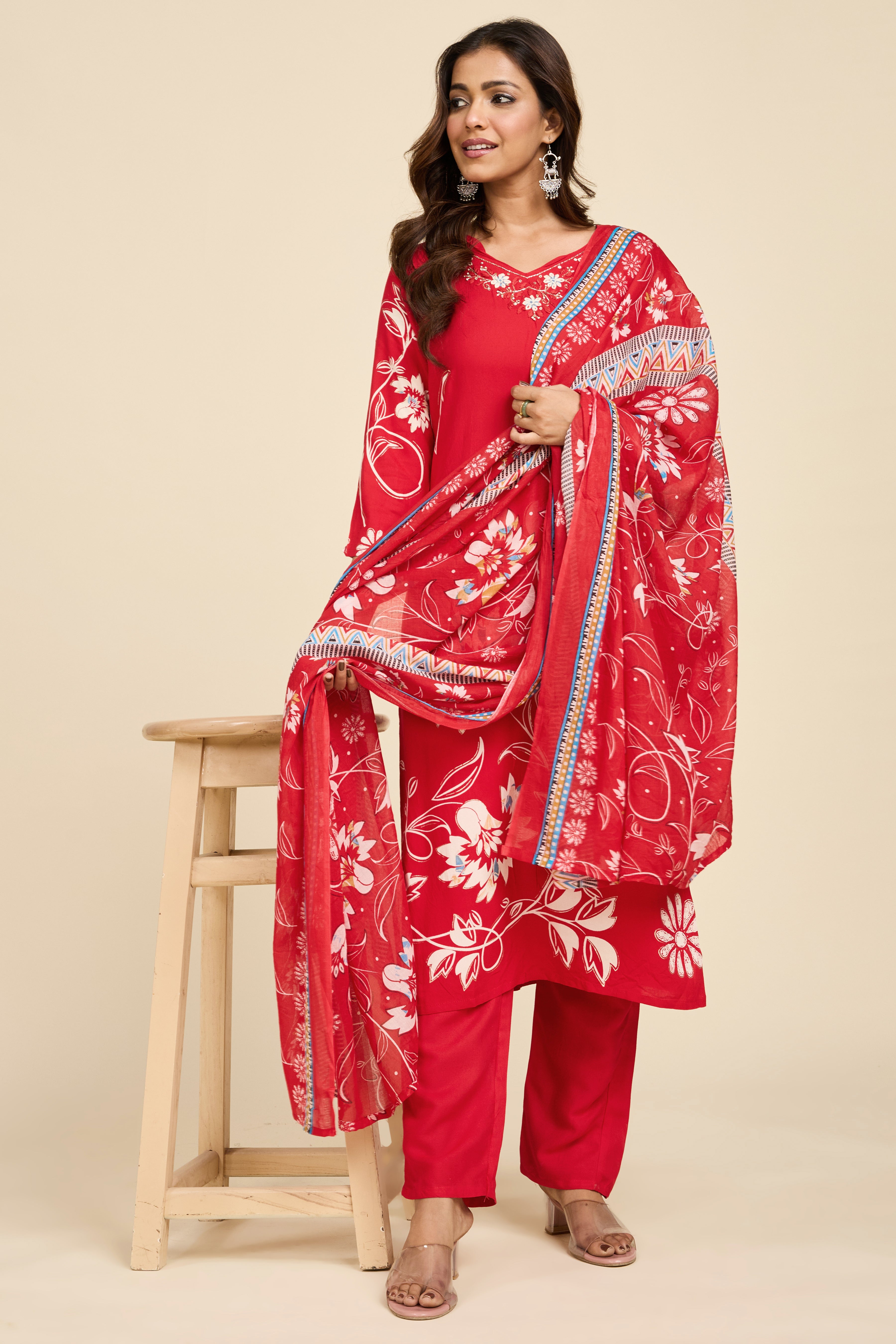 Alaya Select Scarlet Cotton Kurta Set