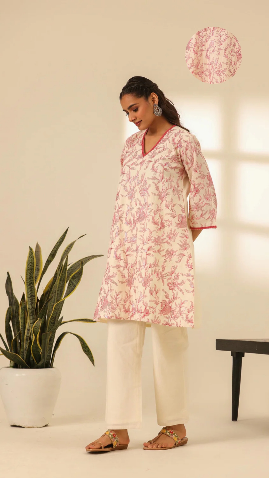 Rangrez Fuchsia Glow Embroidered A Line Kurta Set
