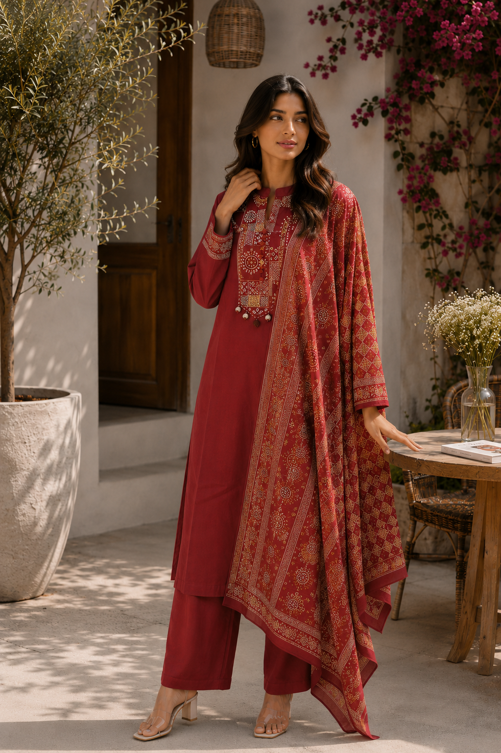 Alaya Select Crimson Ajrakh Kurta Set