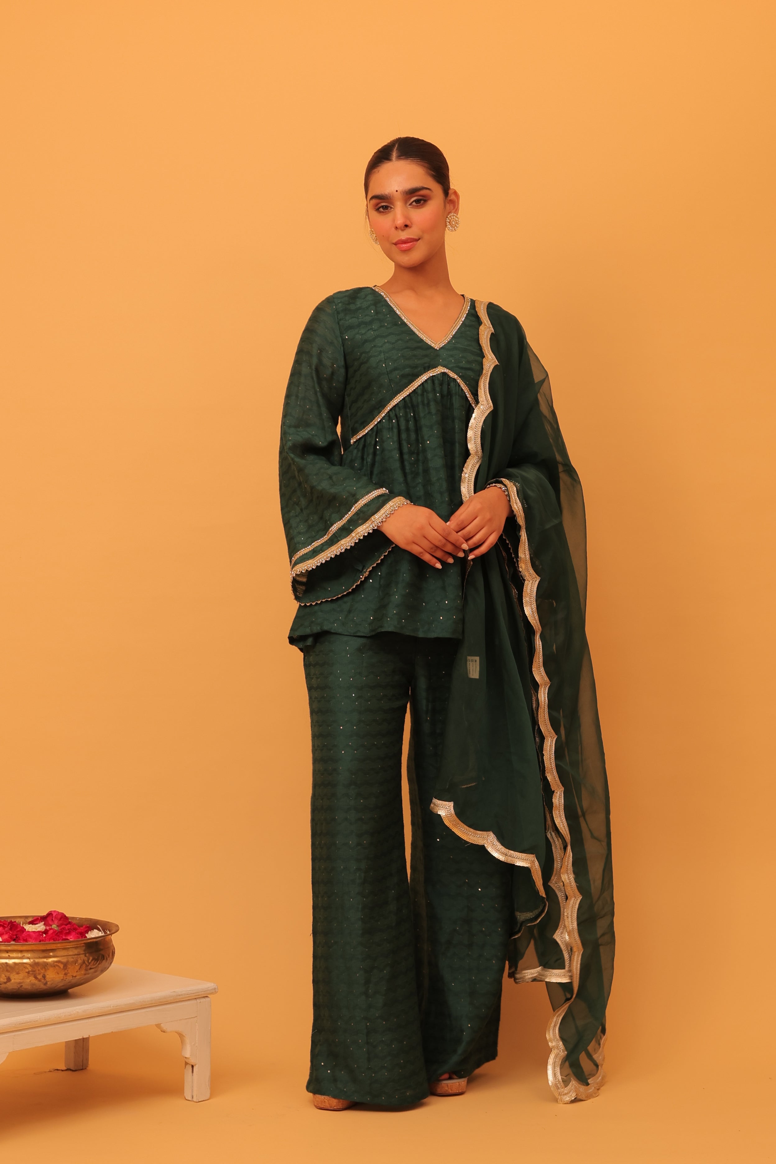 Alaya Mehfil Ruby Green Peplum Kurta Set
