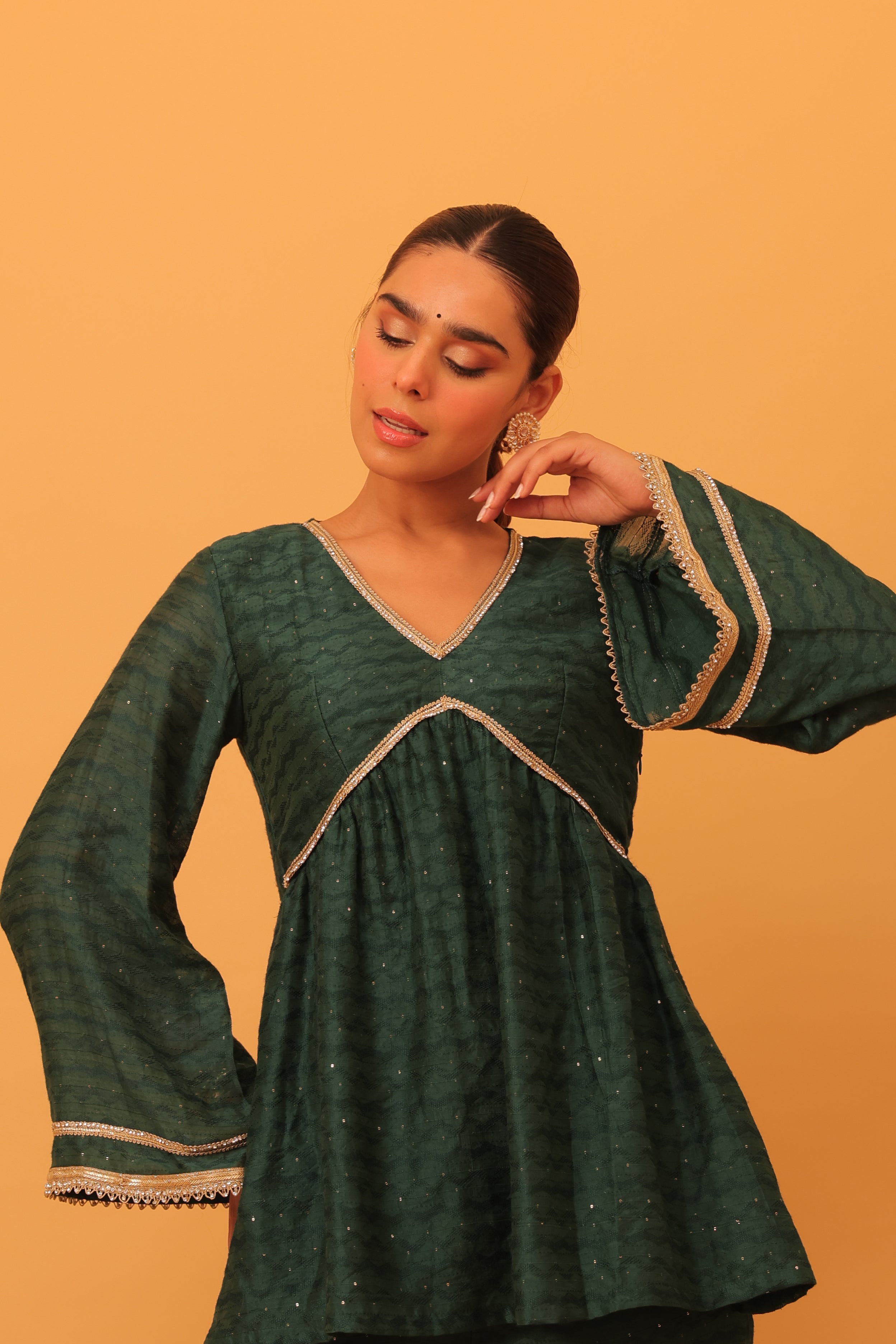 Alaya Mehfil Ruby Green Peplum Kurta Set
