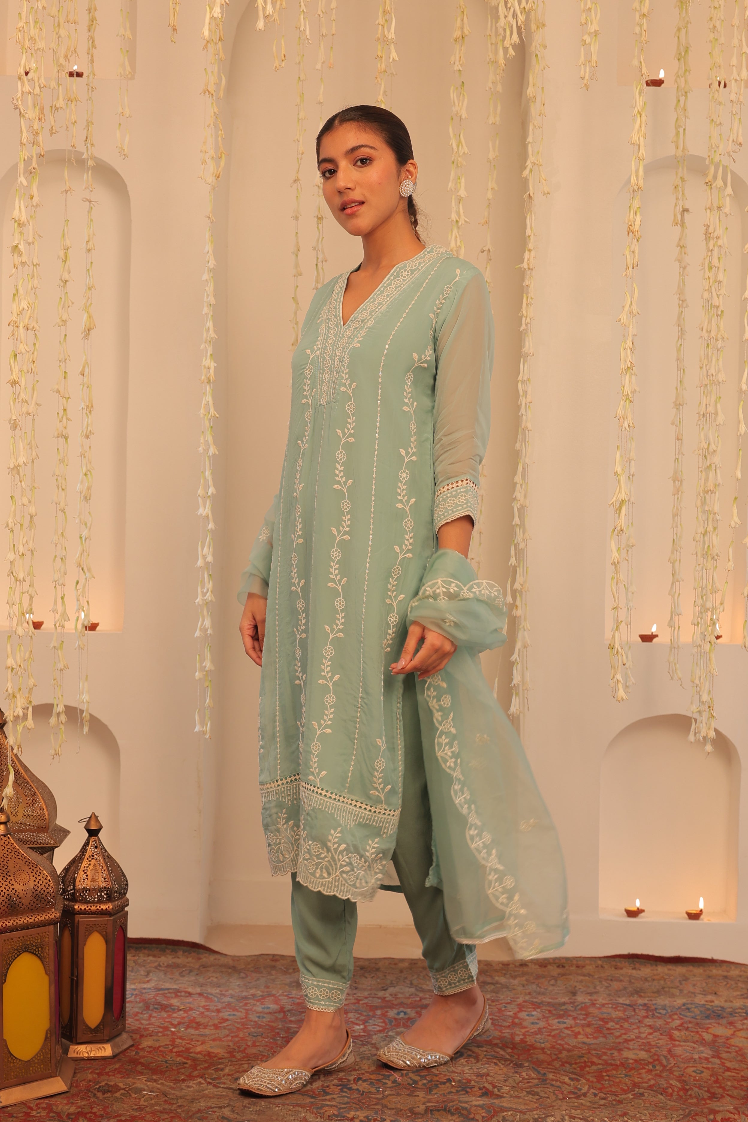 Alaya Mehfil Aqua Blue Kurta Set