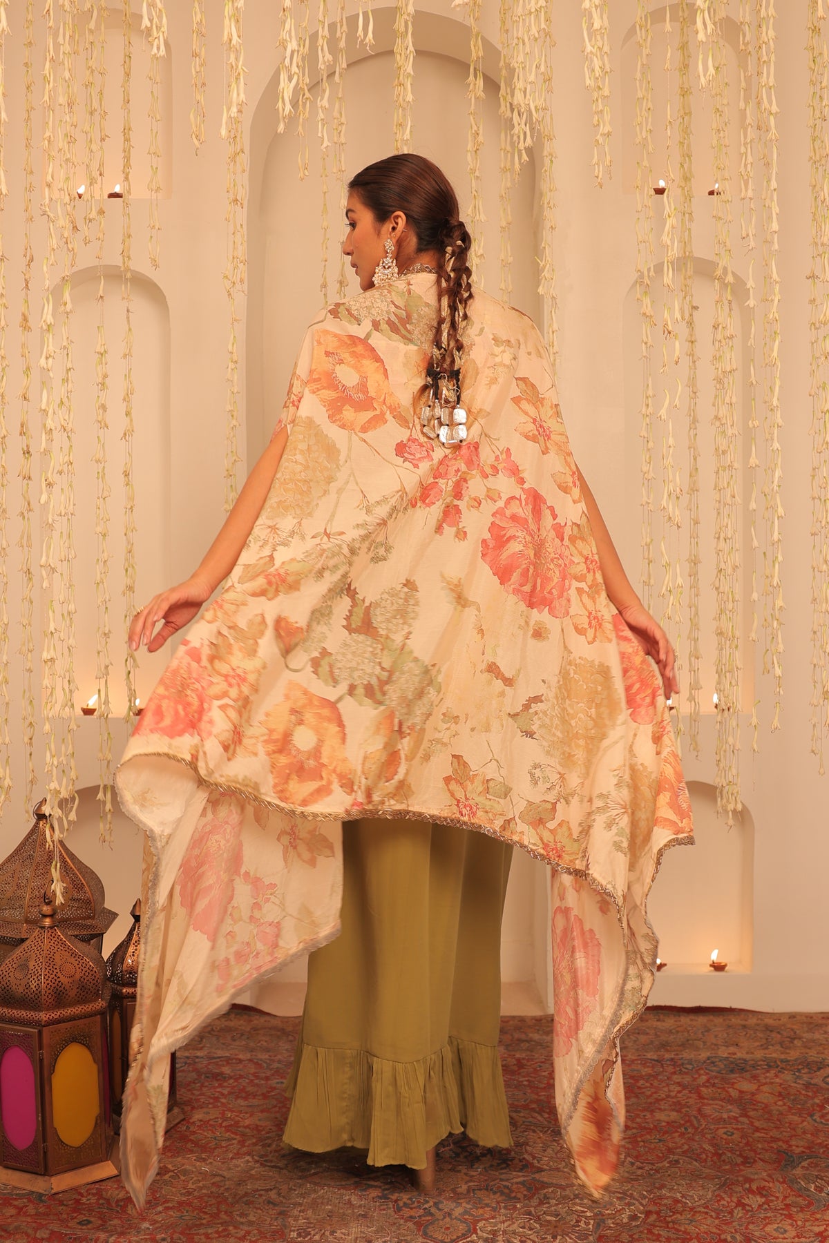 Alaya Mehfil Beige Fern Cape Set