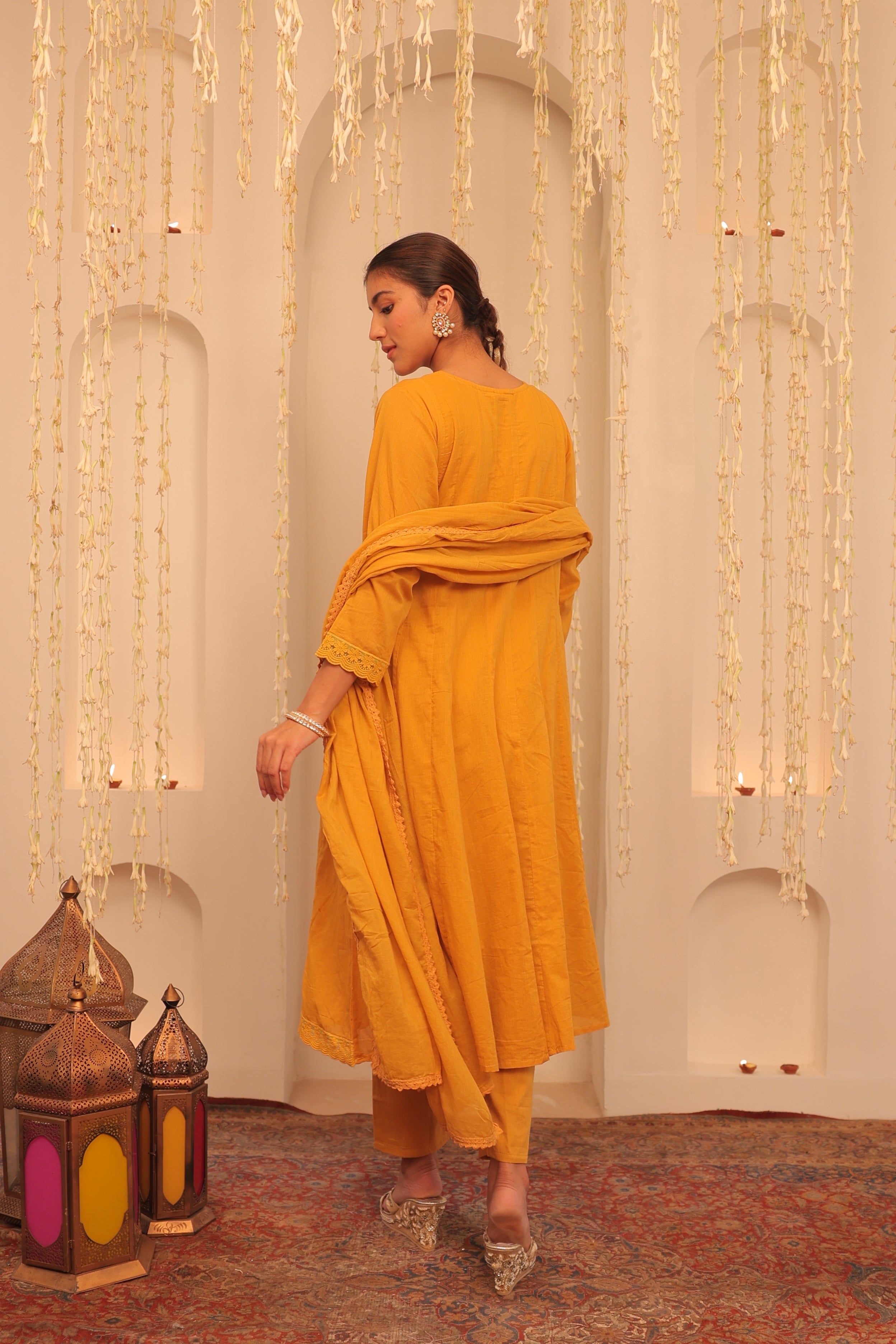 Alaya Mehfil Mustard Yellow Anarkali Set