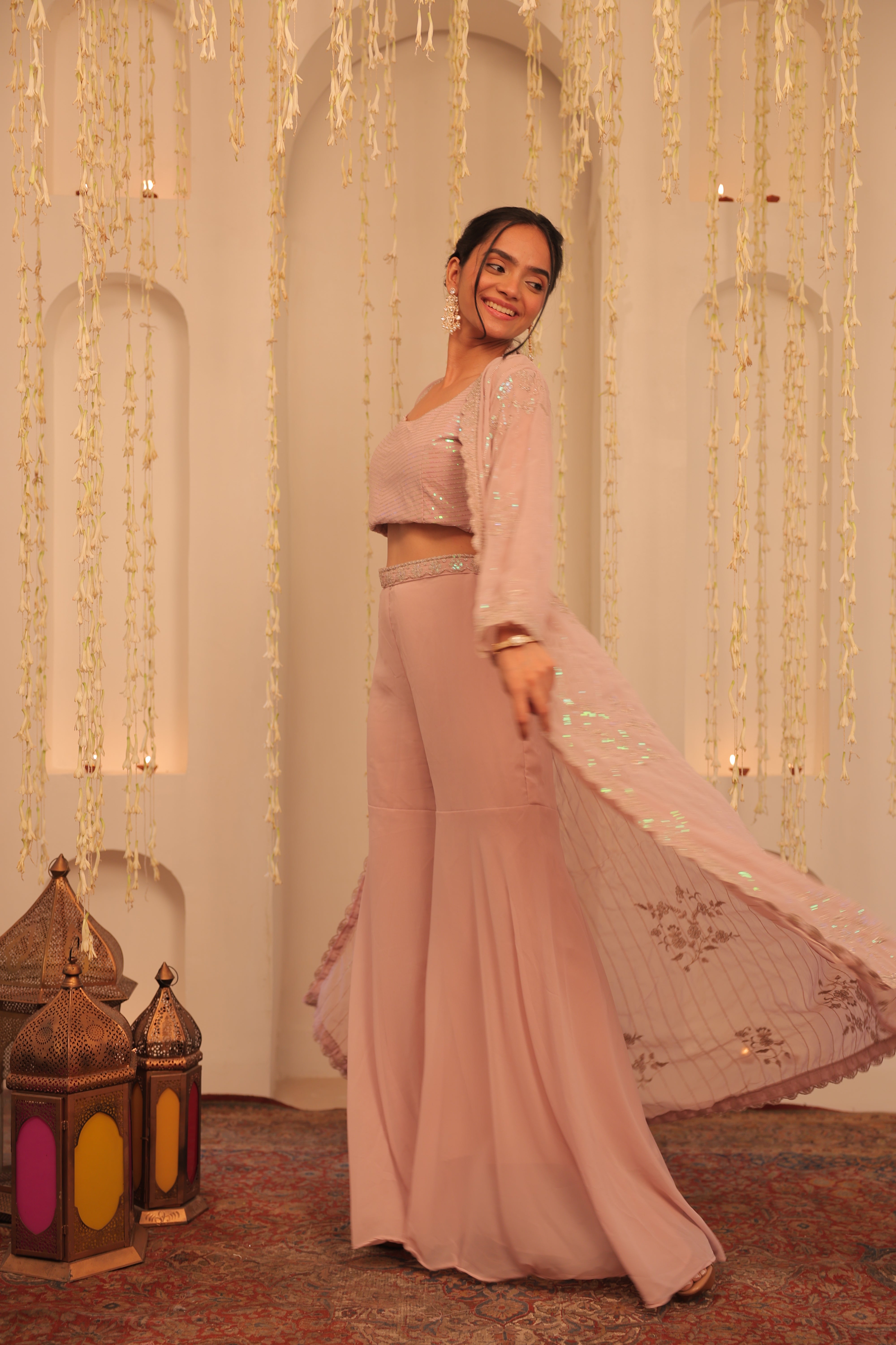 Alaya Mehfil Mauve Cape Gharara Set