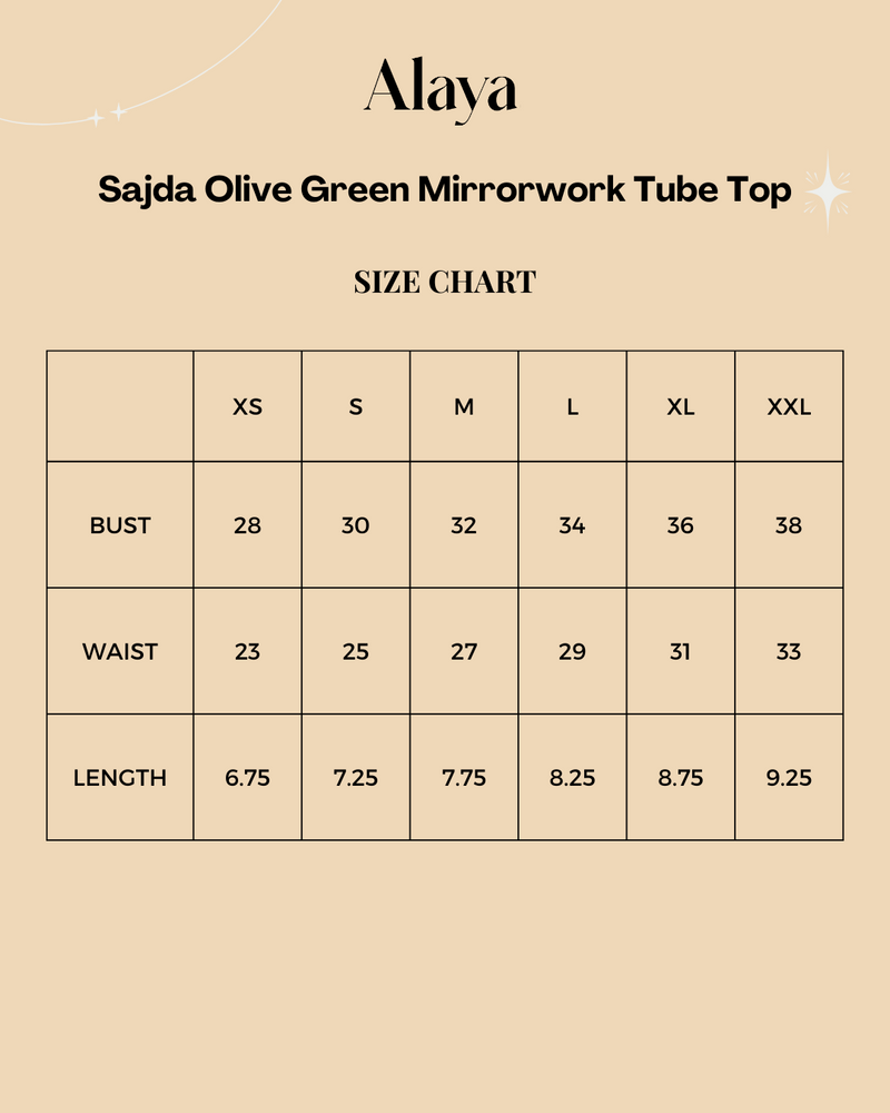 Sajda Olive Green Mirrorwork Tube Top