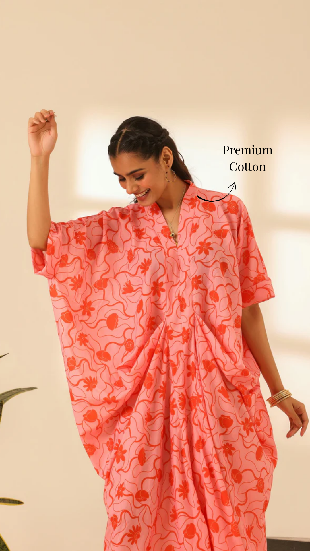Rangrez Flamingo Draped Kaftan