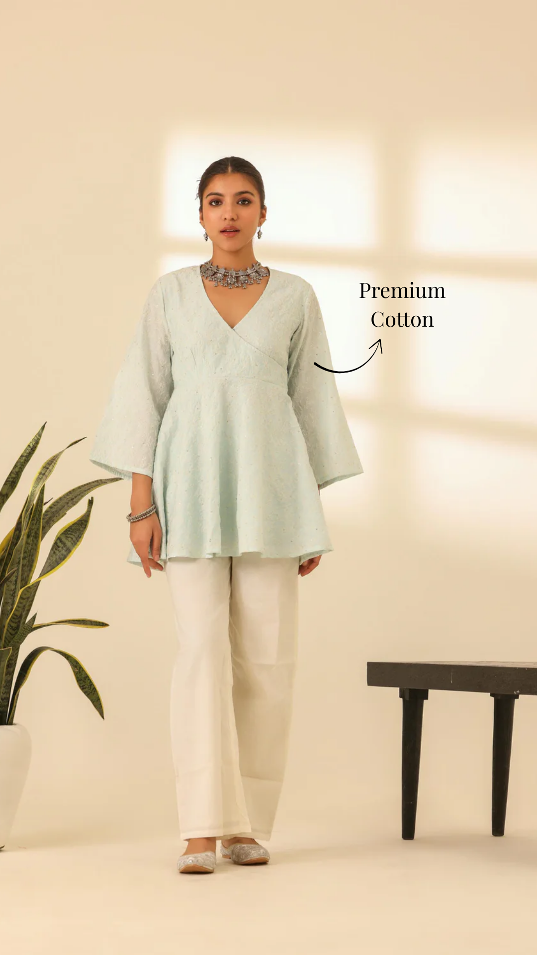 Rangrez Sky Kiss Embroidered Peplum Kurta Set