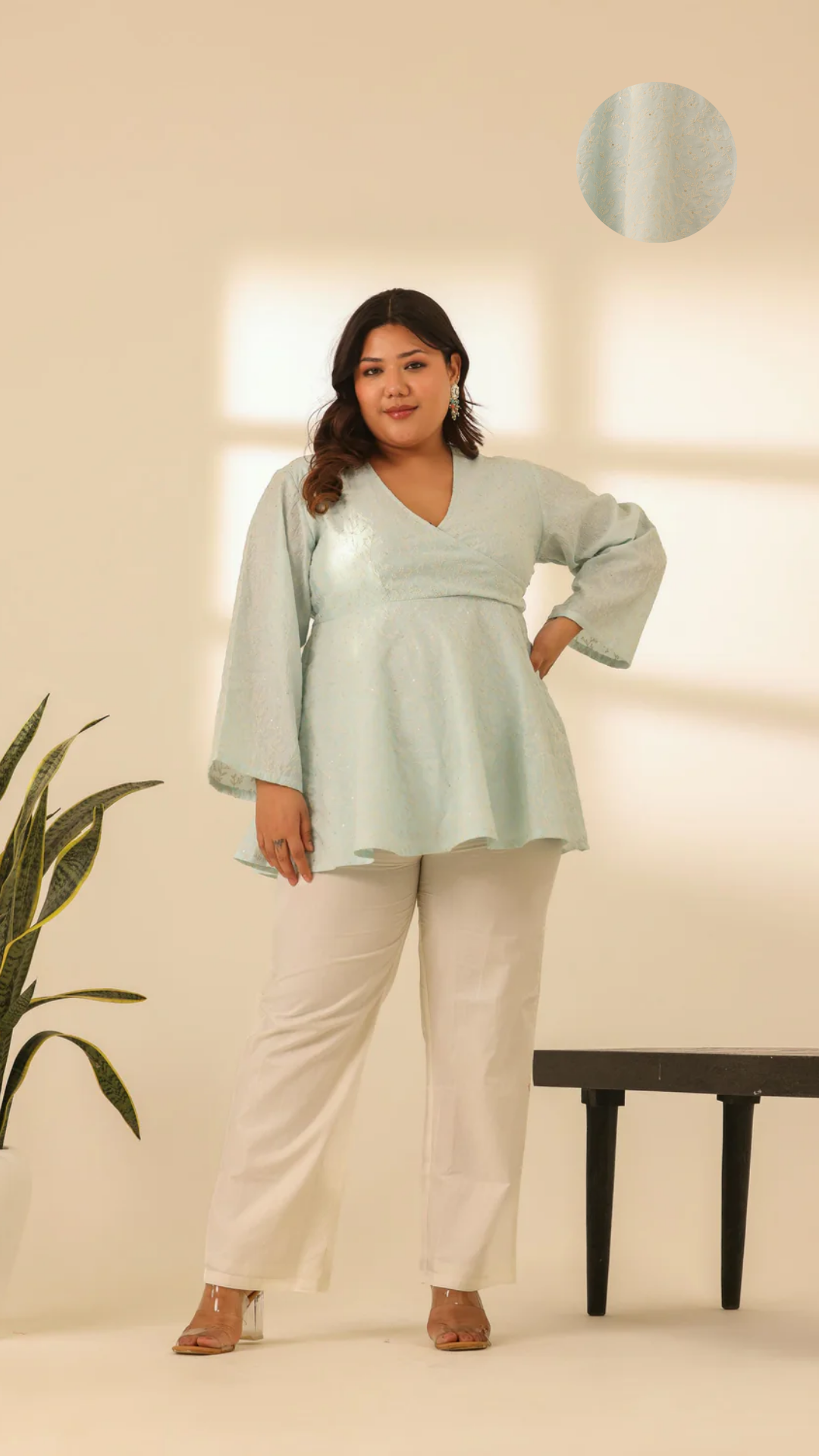 Rangrez Sky Kiss Embroidered Peplum Kurta Set