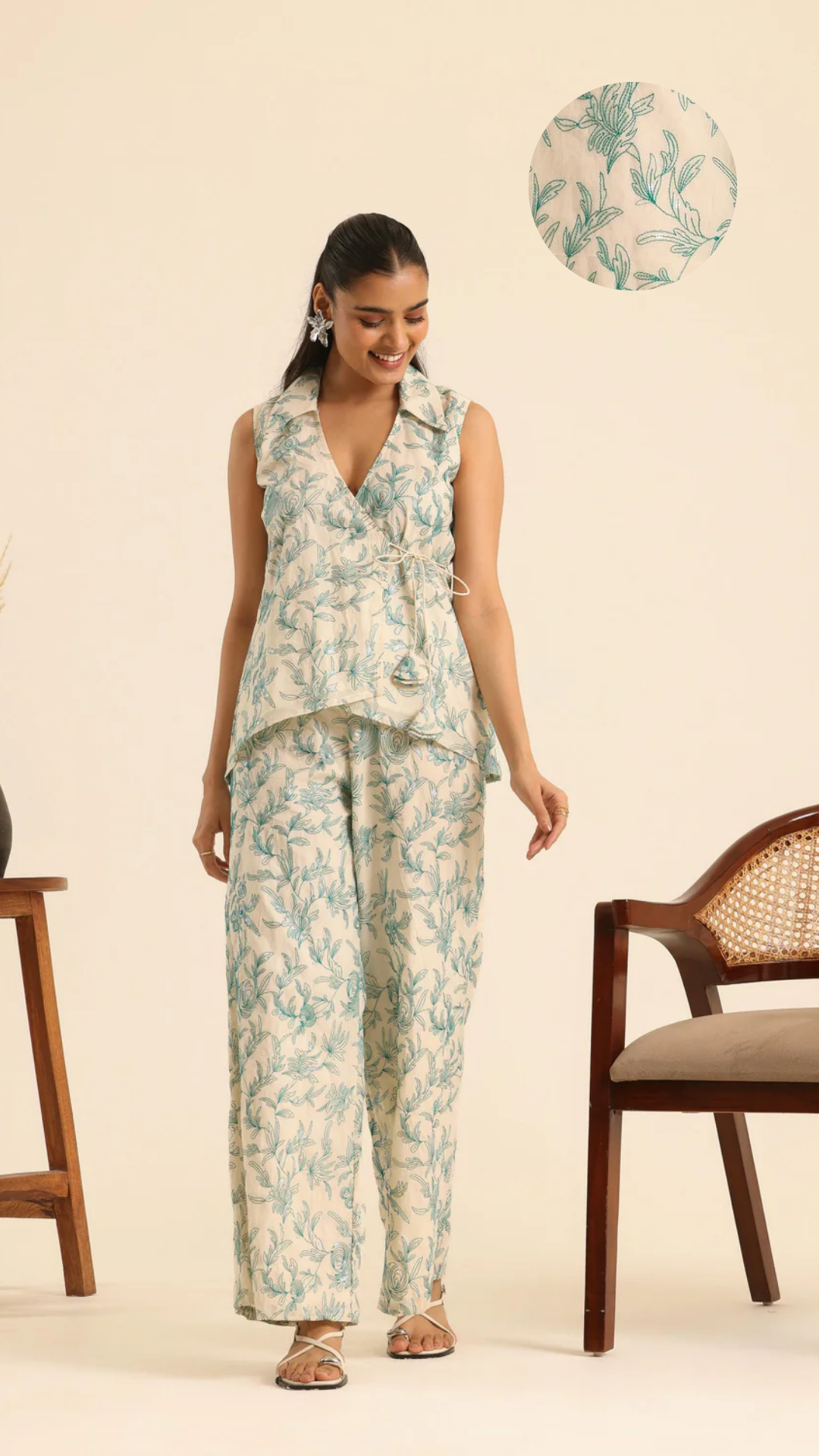 Rangrez Cool Mint Cotton Embroidered Set