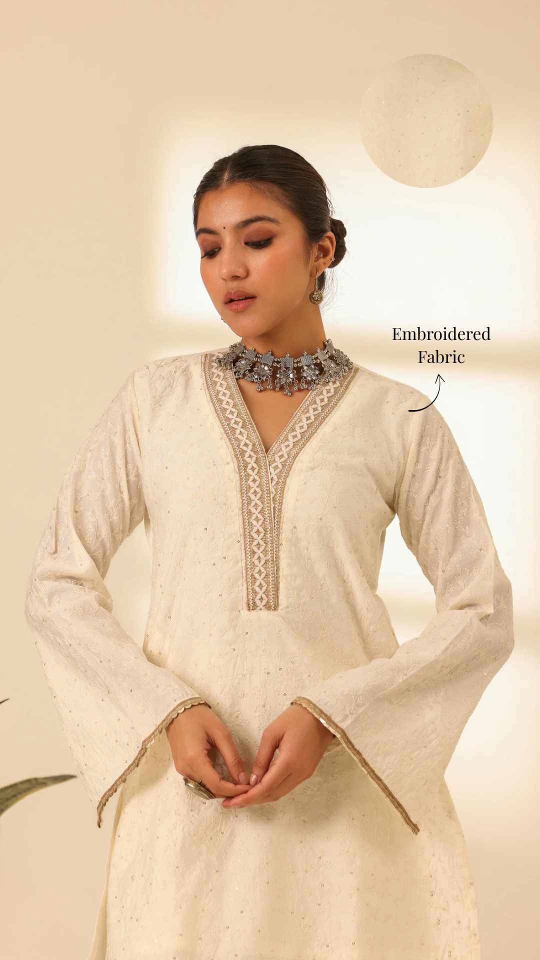 Rangrez Moonlight White Embroidered Kurta Set