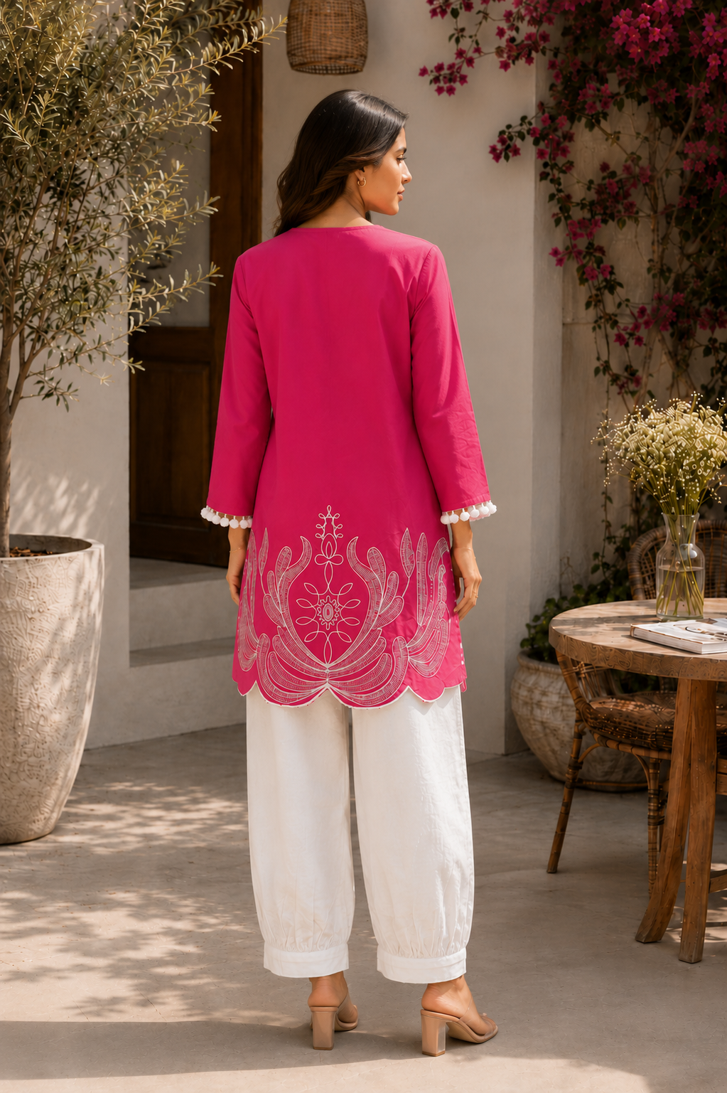 Alaya Select Rose Botanical Embroidered Kurta