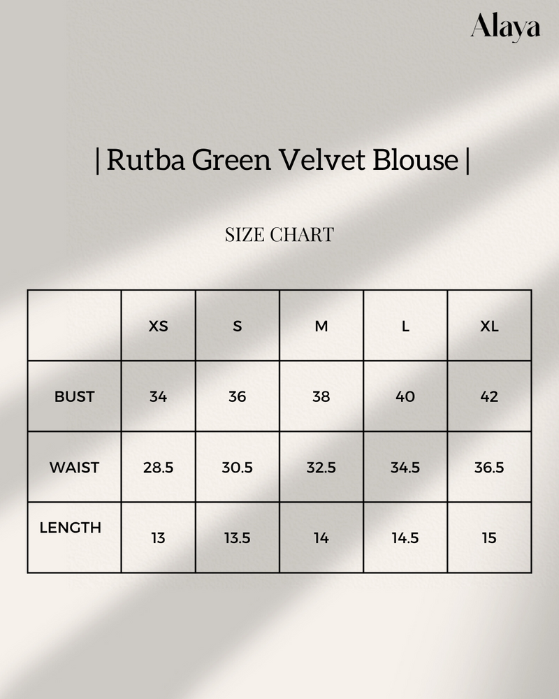 Rutba Green Velvet Blouse