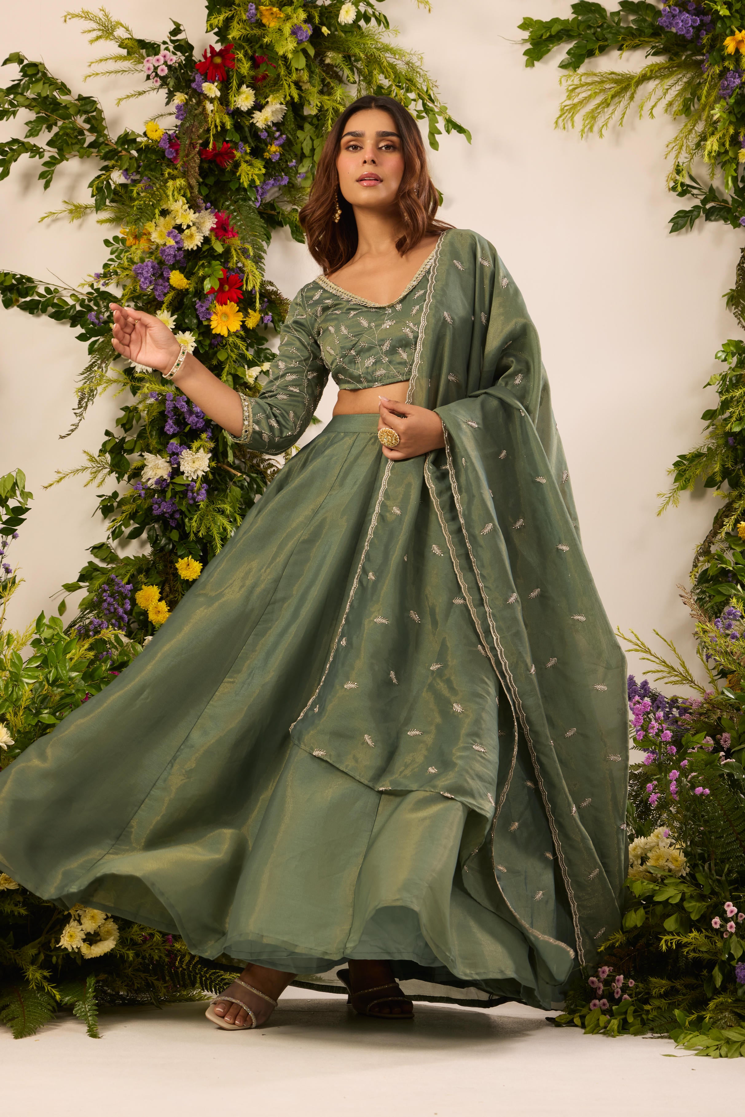 Mastaani Fern Green Lehenga Set