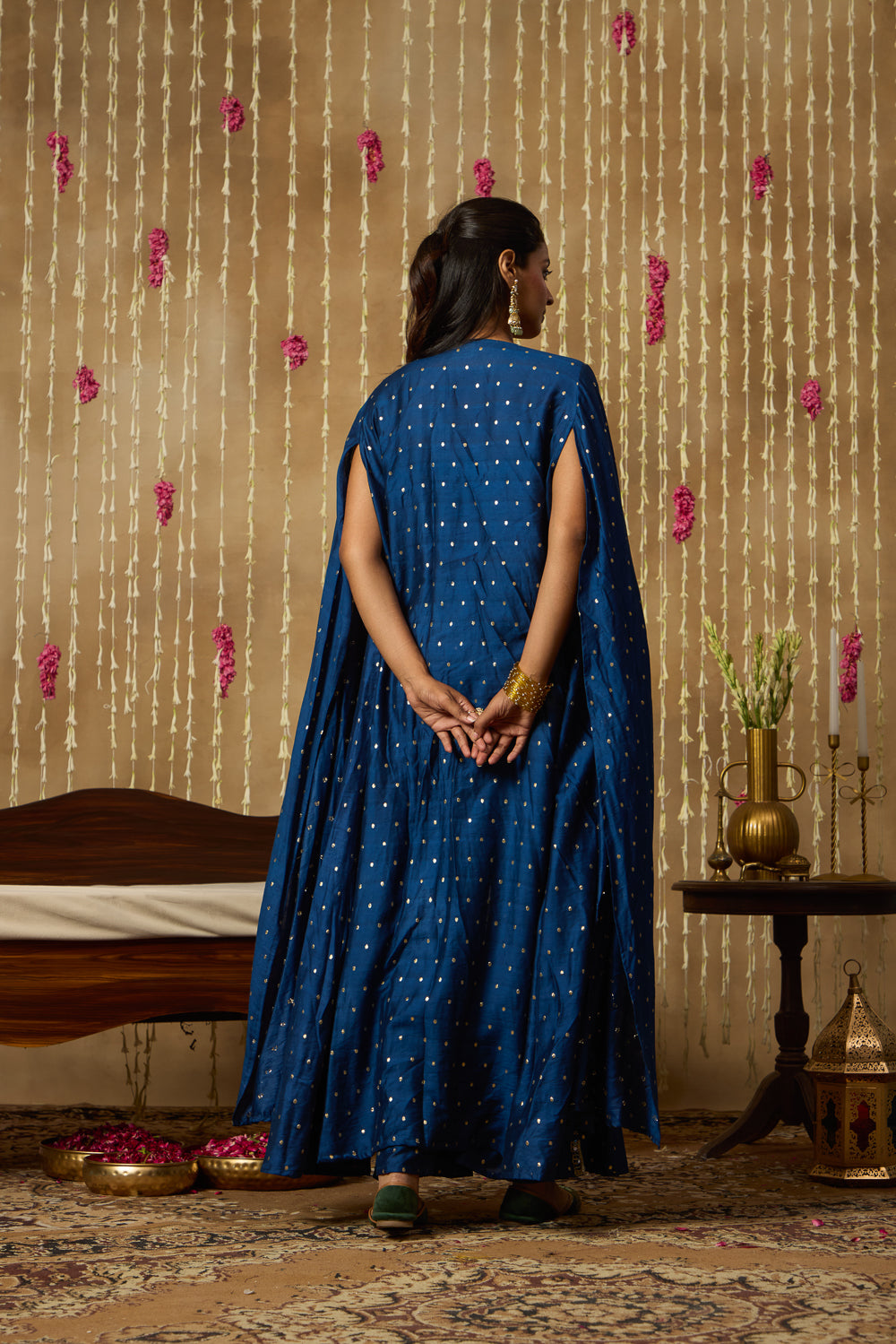 Jhoom Navy Zari Overlay Set