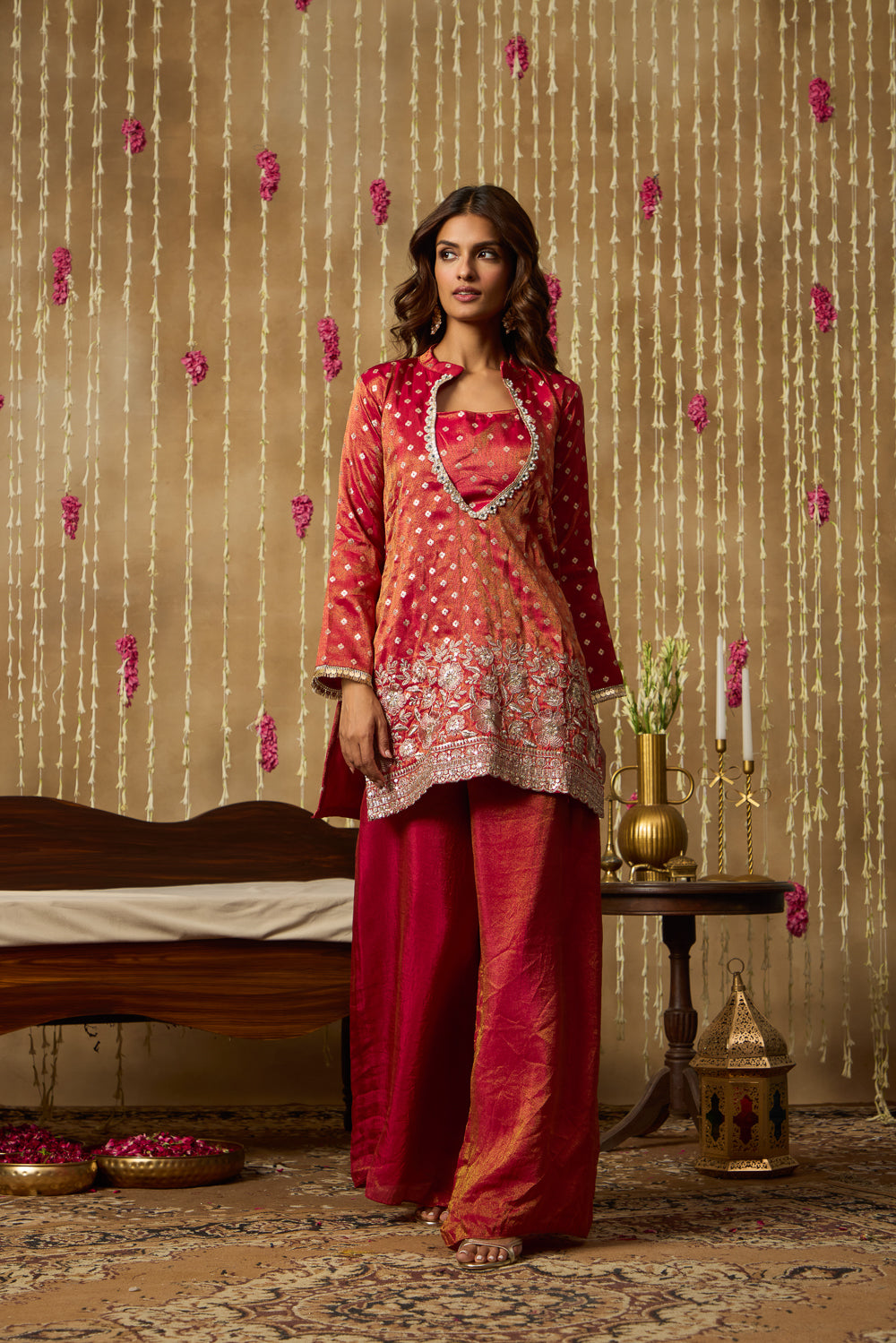 Jhoom Rustic Red Brocade Set