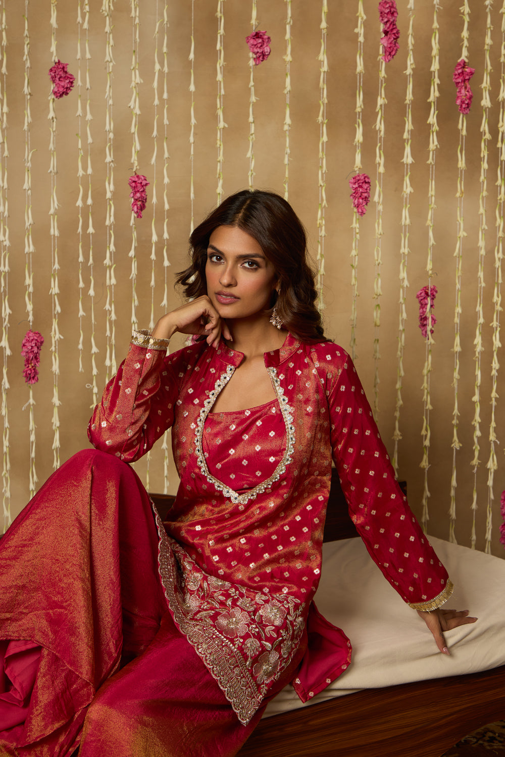 Jhoom Rustic Red Brocade Set