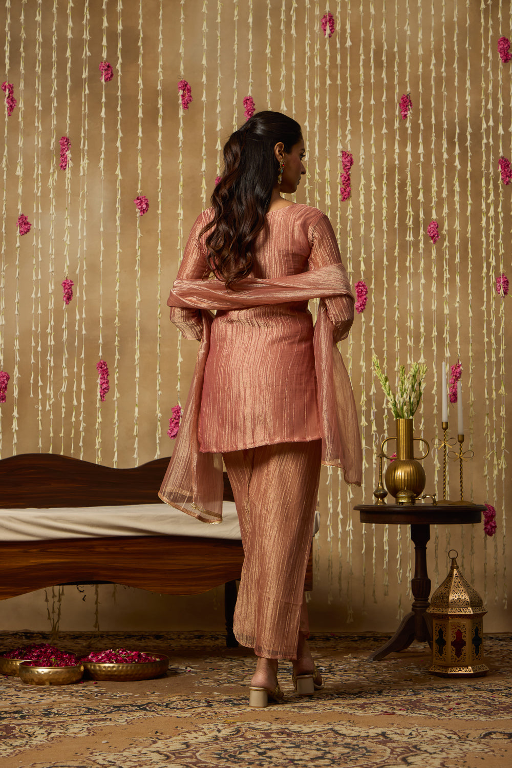 Jhoom Rose Gold Jeweled Kurta Set