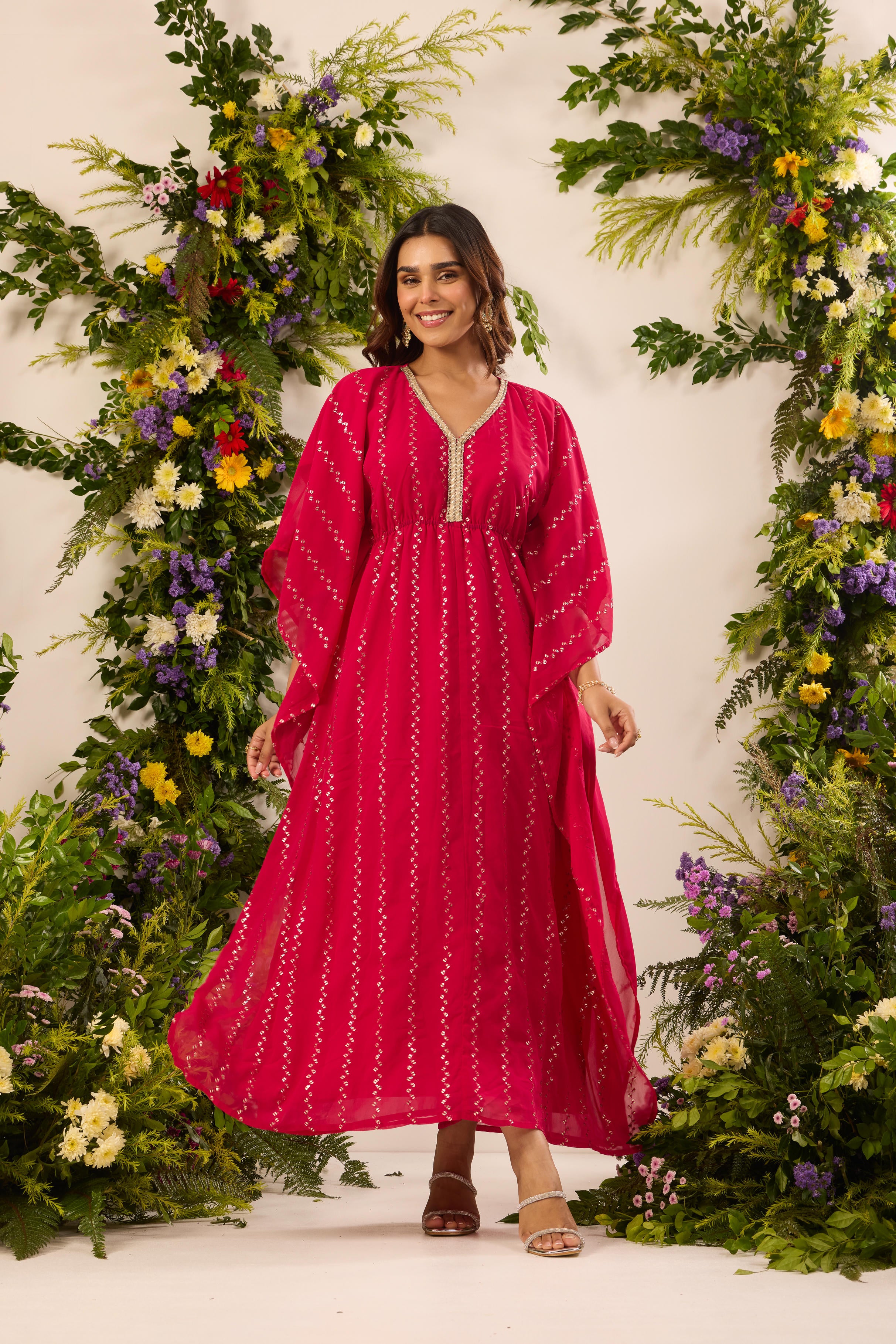Mastaani Rani Pink Embroidered Kaftan