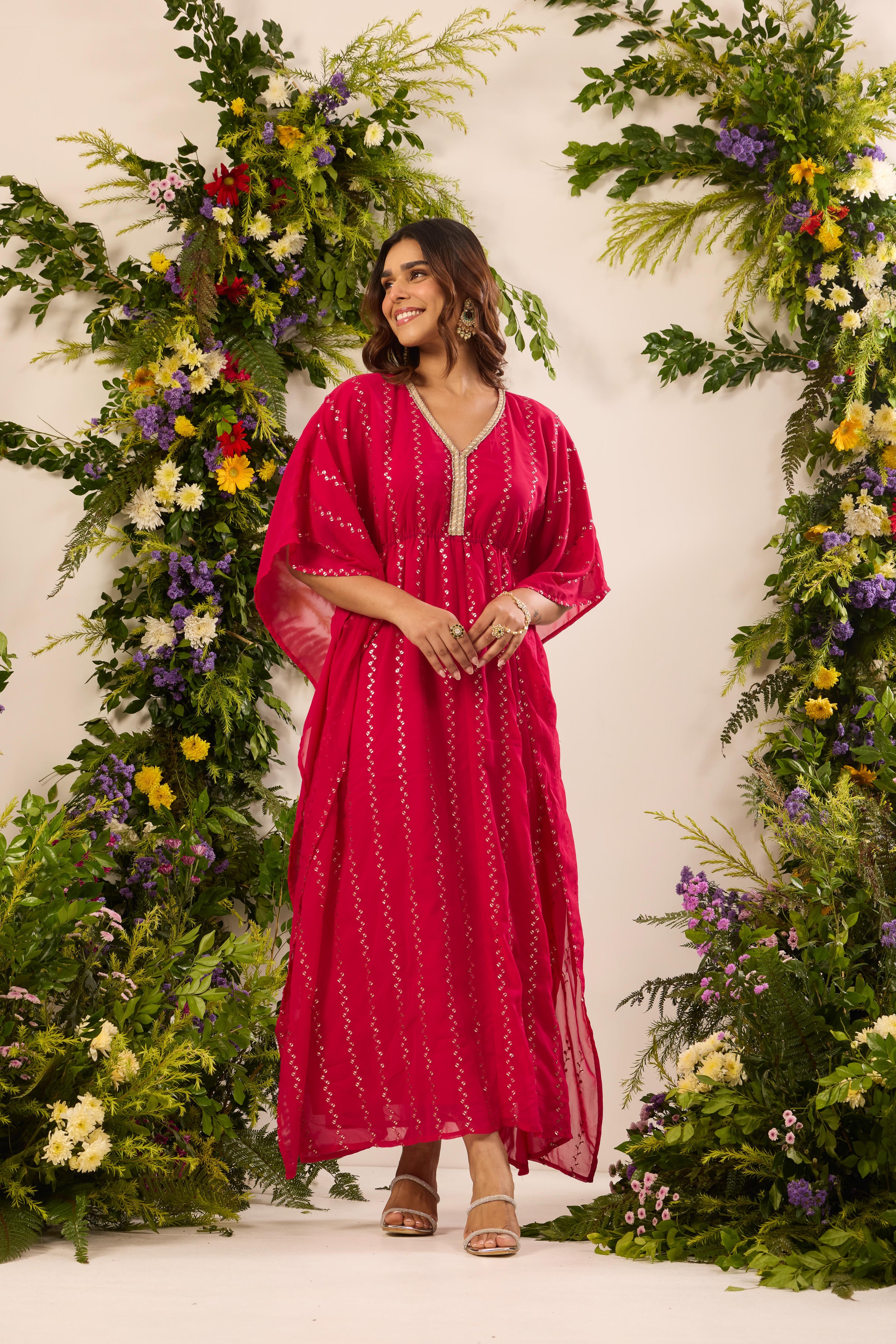 Mastaani Rani Pink Embroidered Kaftan