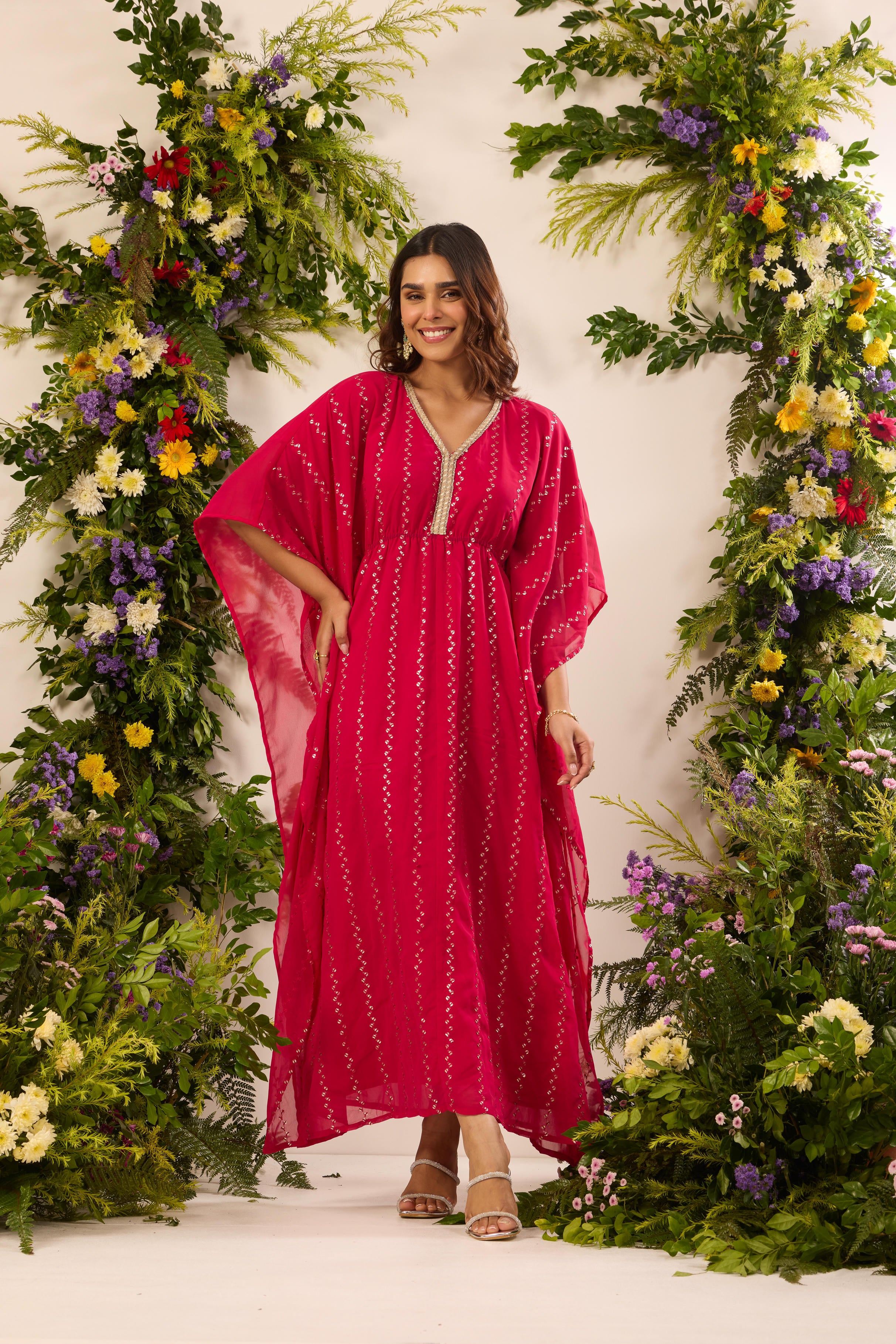 Mastaani Rani Pink Embroidered Kaftan