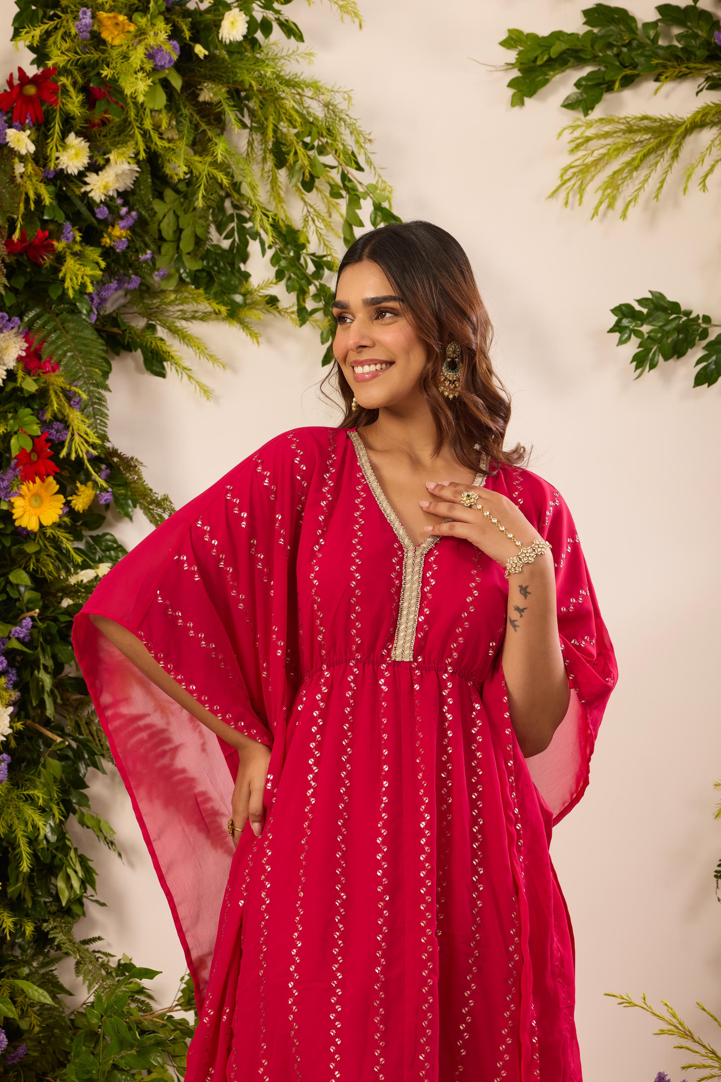 Mastaani Rani Pink Embroidered Kaftan