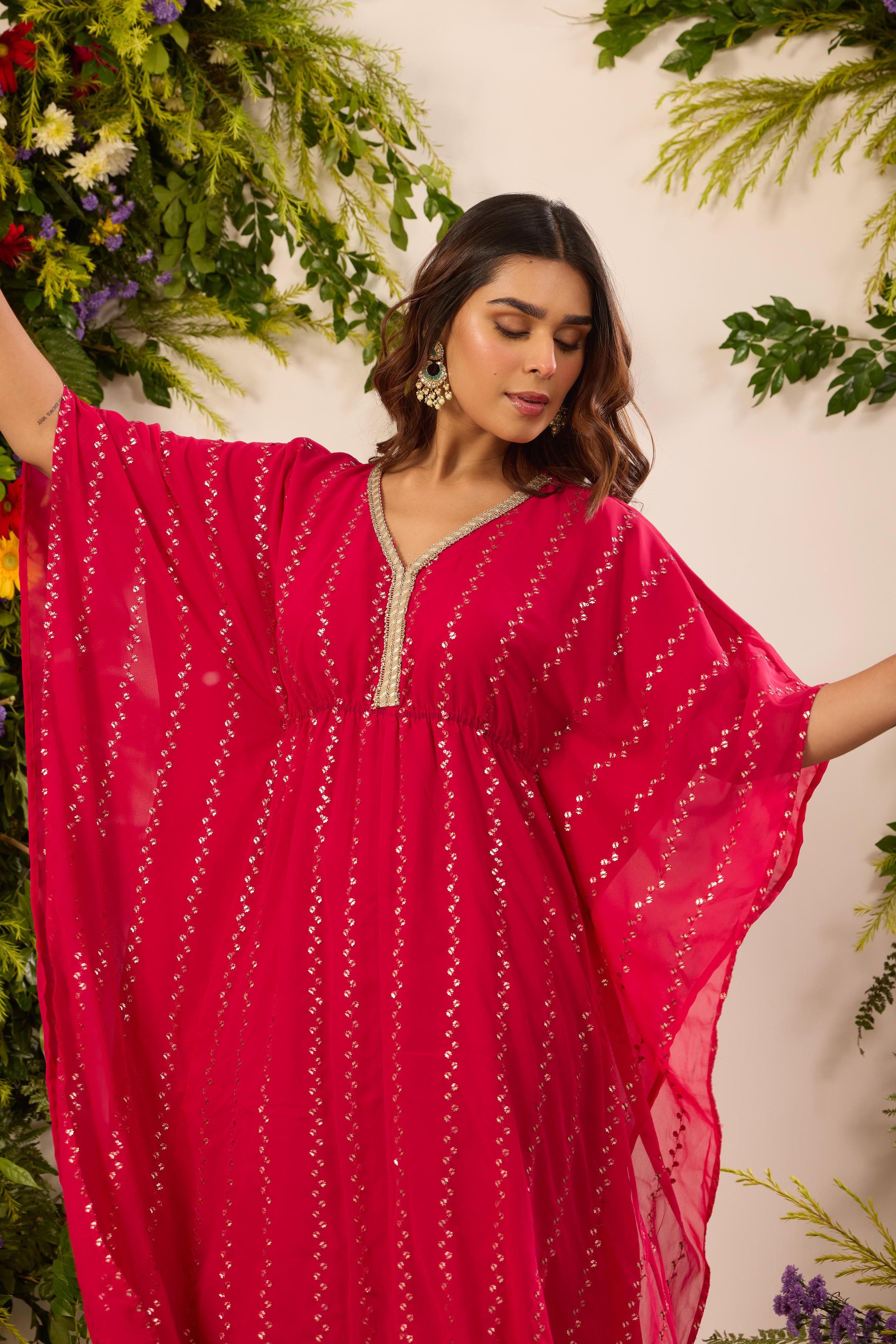 Mastaani Rani Pink Embroidered Kaftan