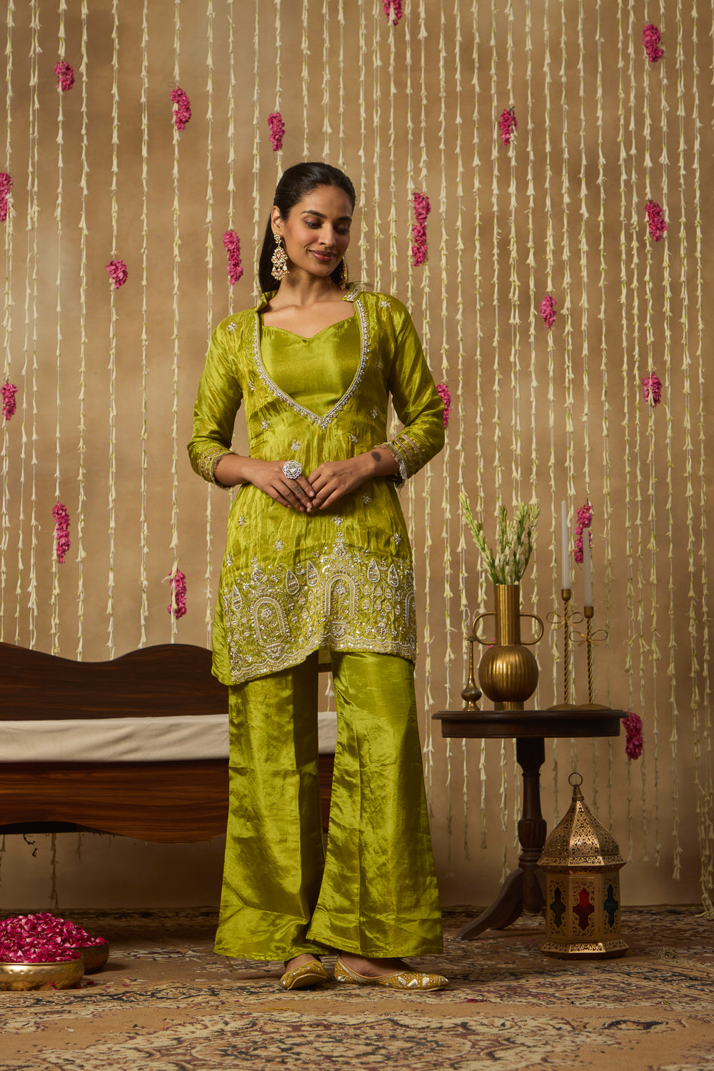 Jhoom Lime Embroidered Kurta Set