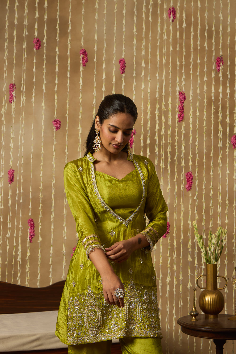 Jhoom Lime Embroidered Kurta Set