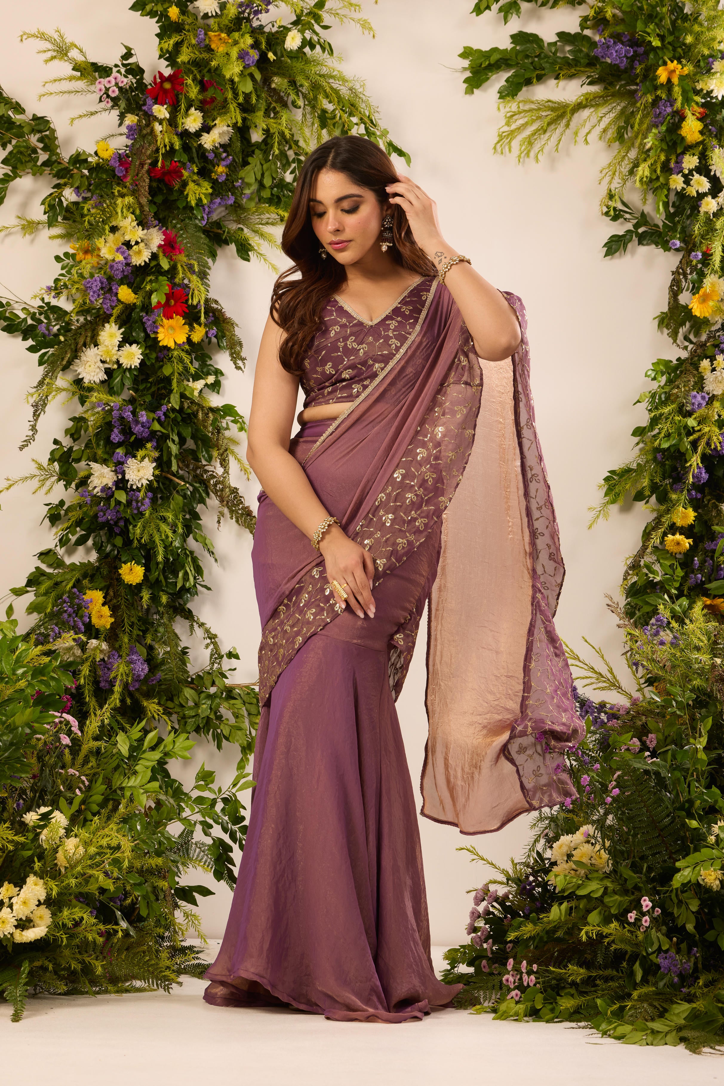 Mastaani Berry Bloom Saree Set