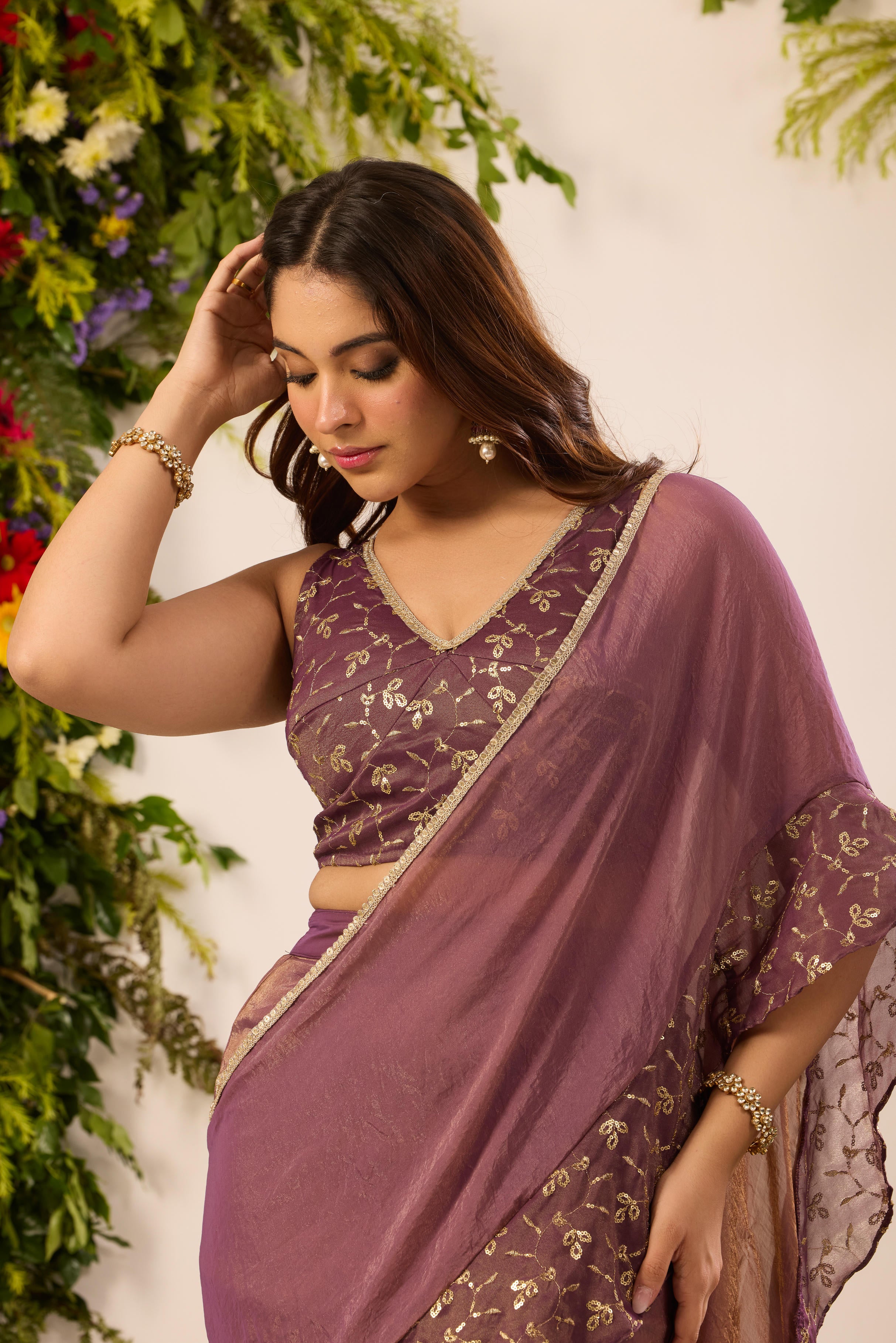 Mastaani Berry Bloom Saree Set