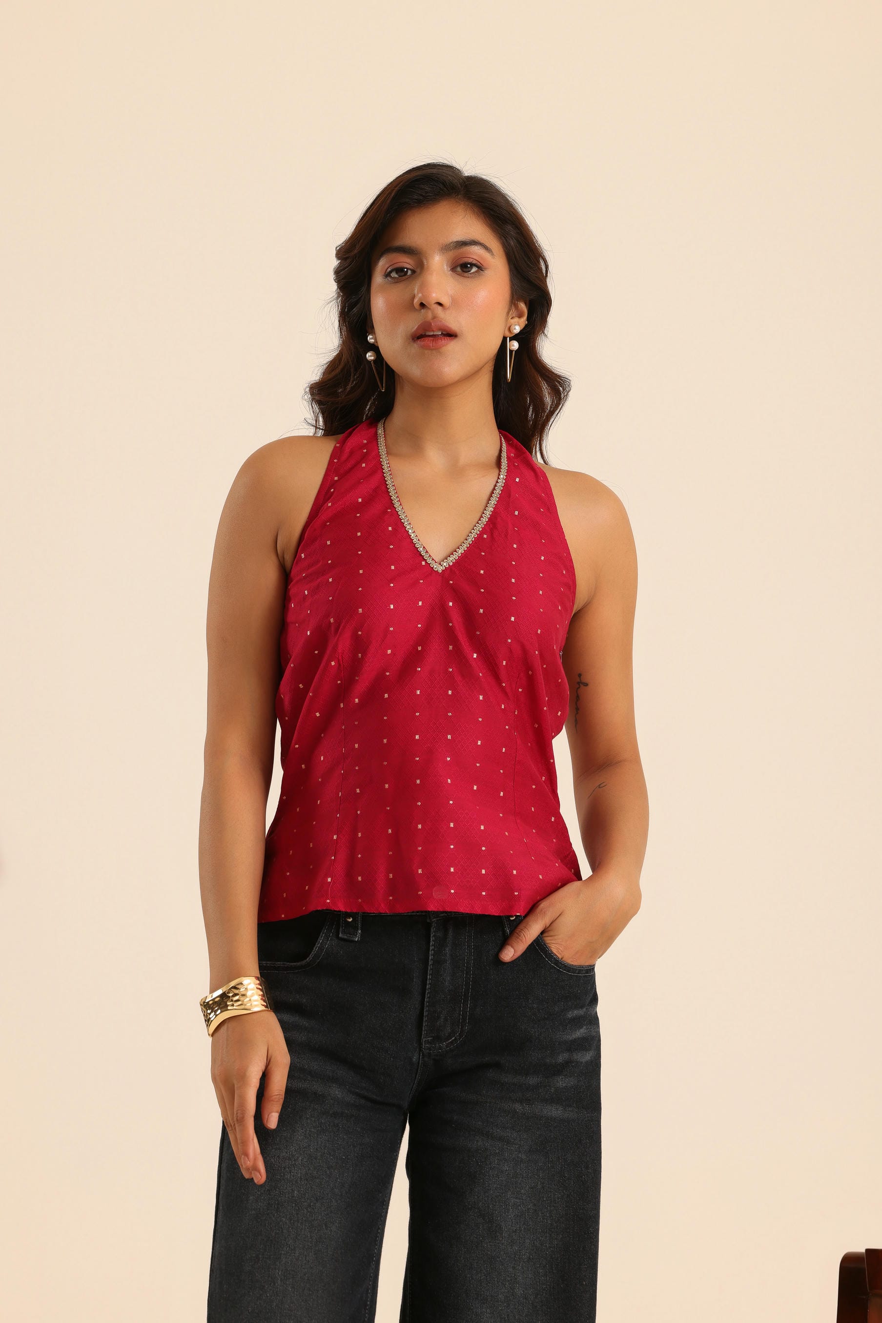 Rangrez Hot Pink Halter Neck Top