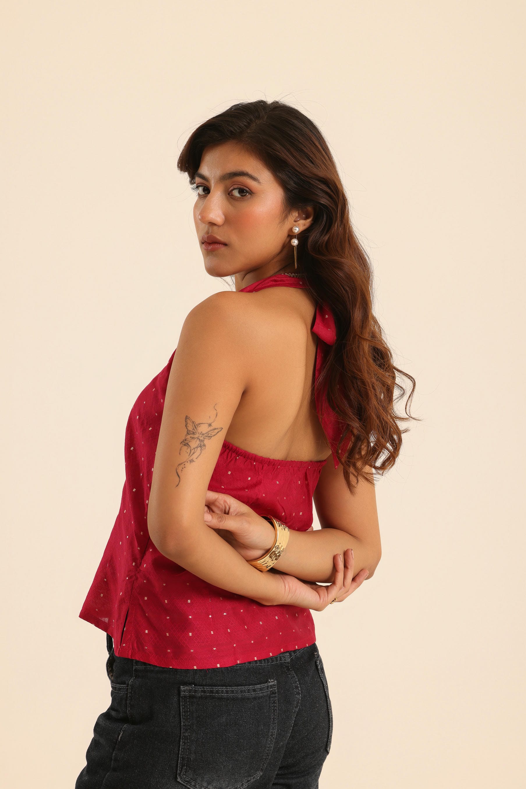 Rangrez Hot Pink Halter Neck Top