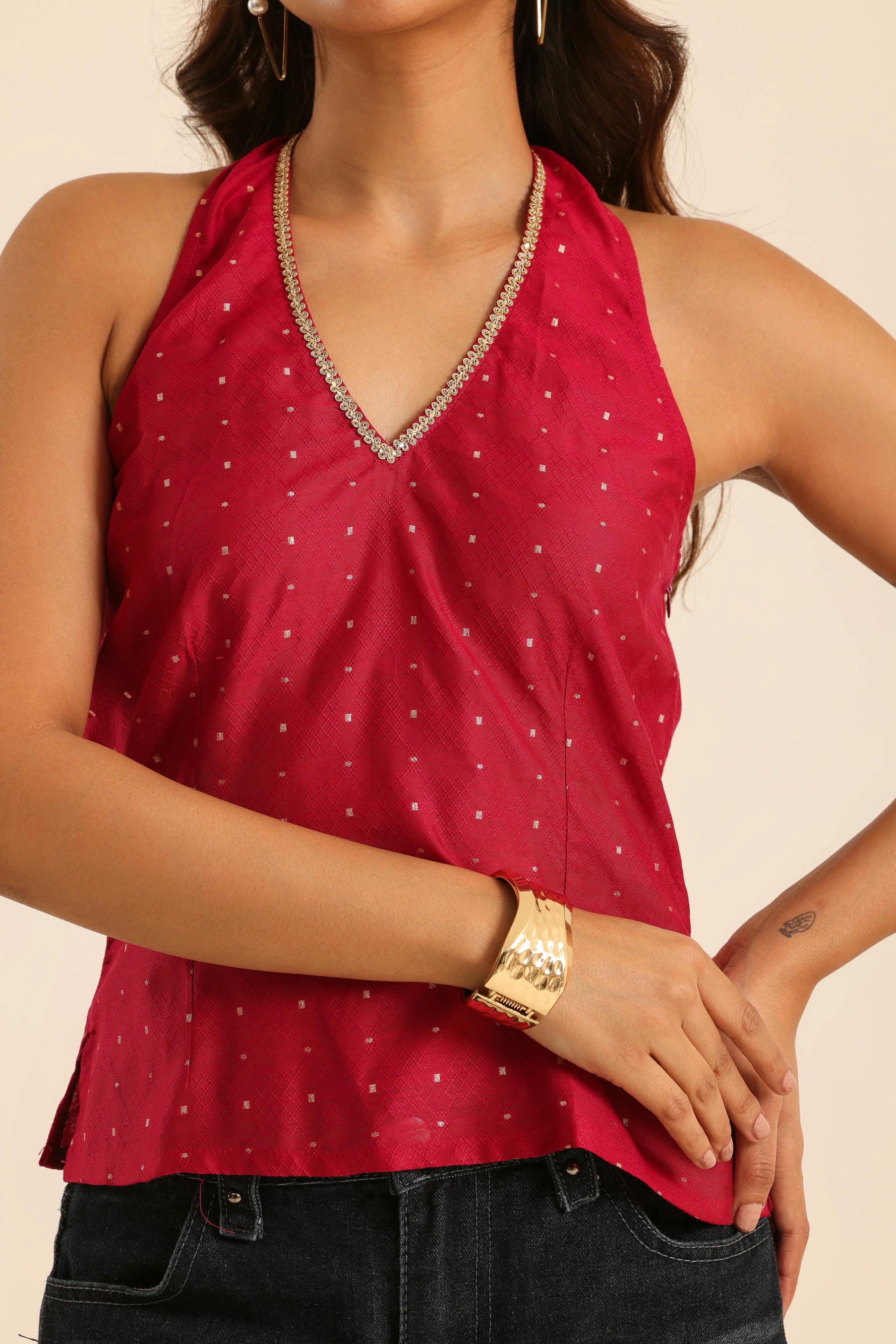 Rangrez Hot Pink Halter Neck Top