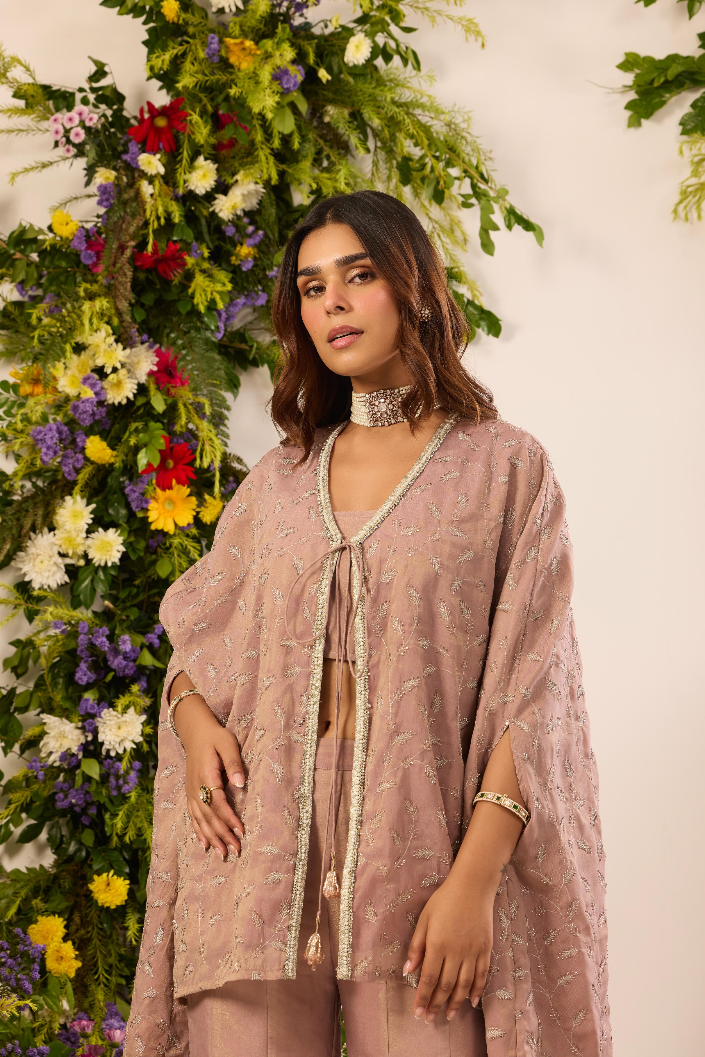 Mastaani Dusty Rose Cape Set