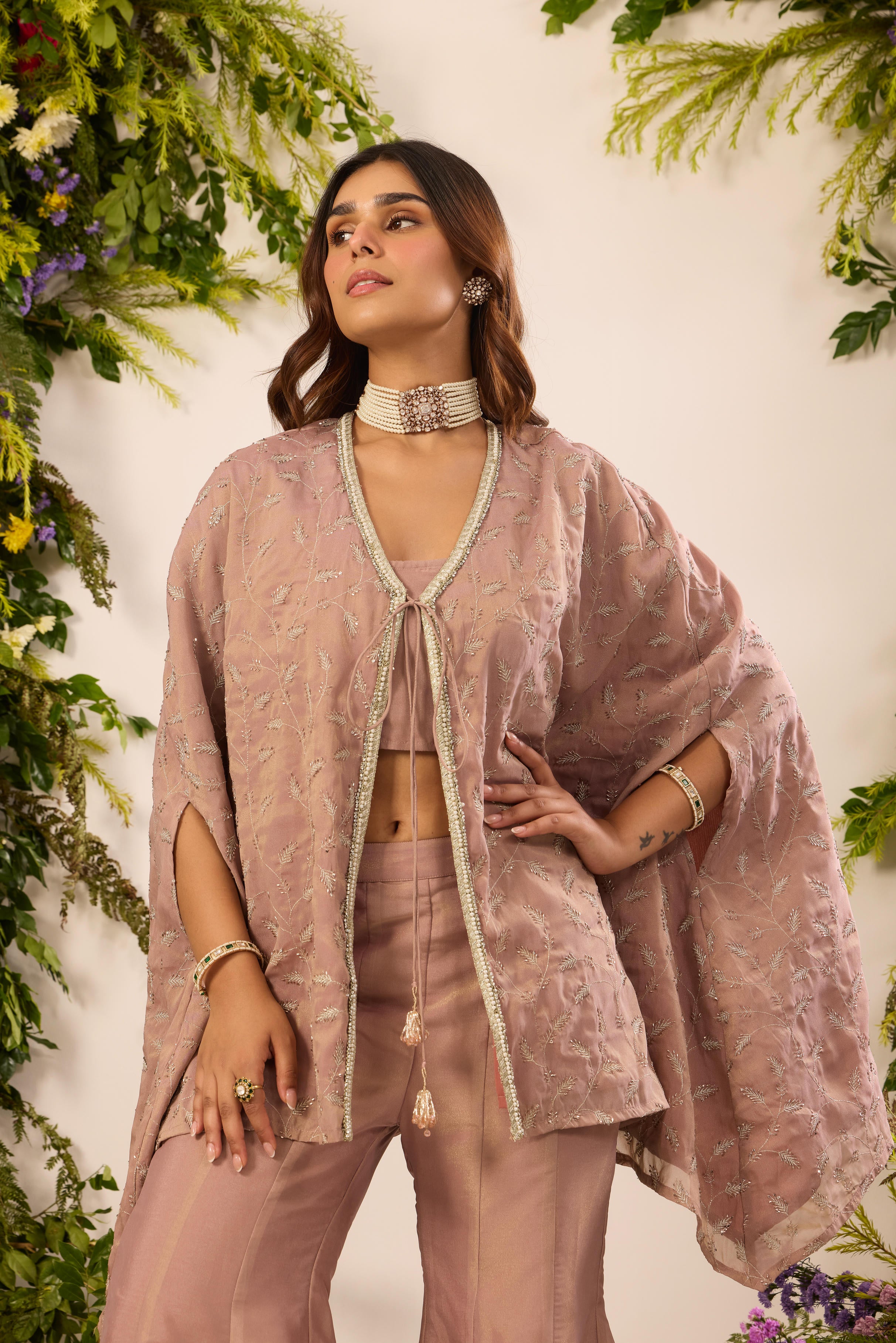 Mastaani Dusty Rose Cape Set