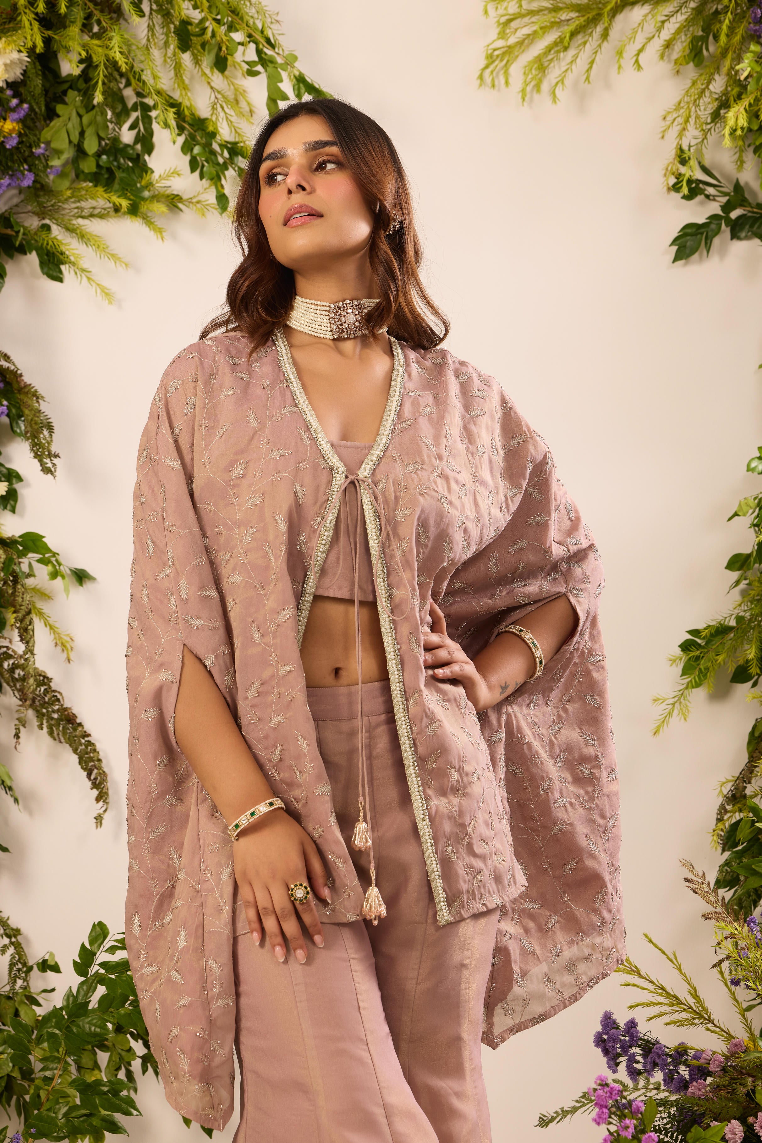 Mastaani Dusty Rose Cape Set