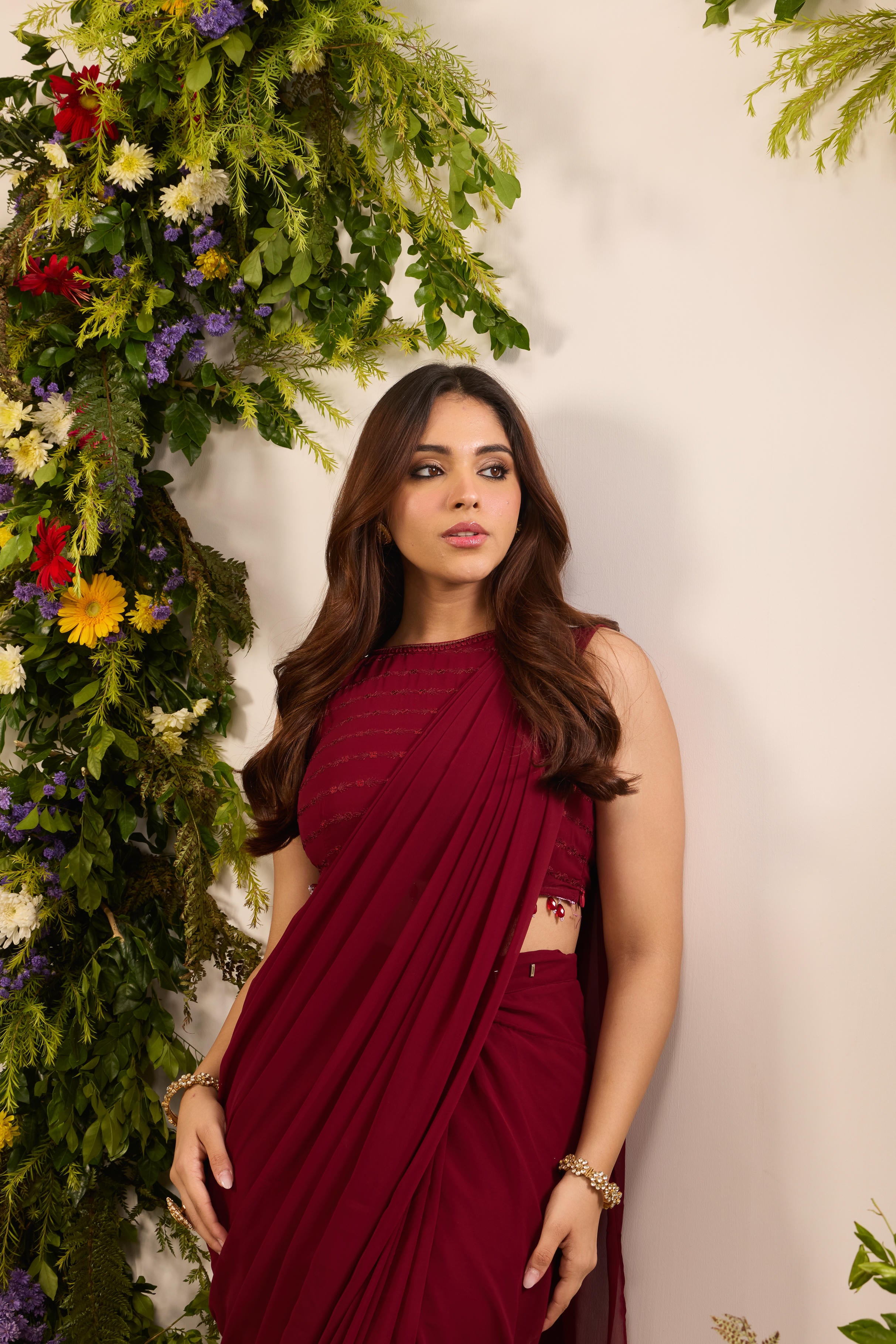 Mastaani Ruby Drape Saree Set