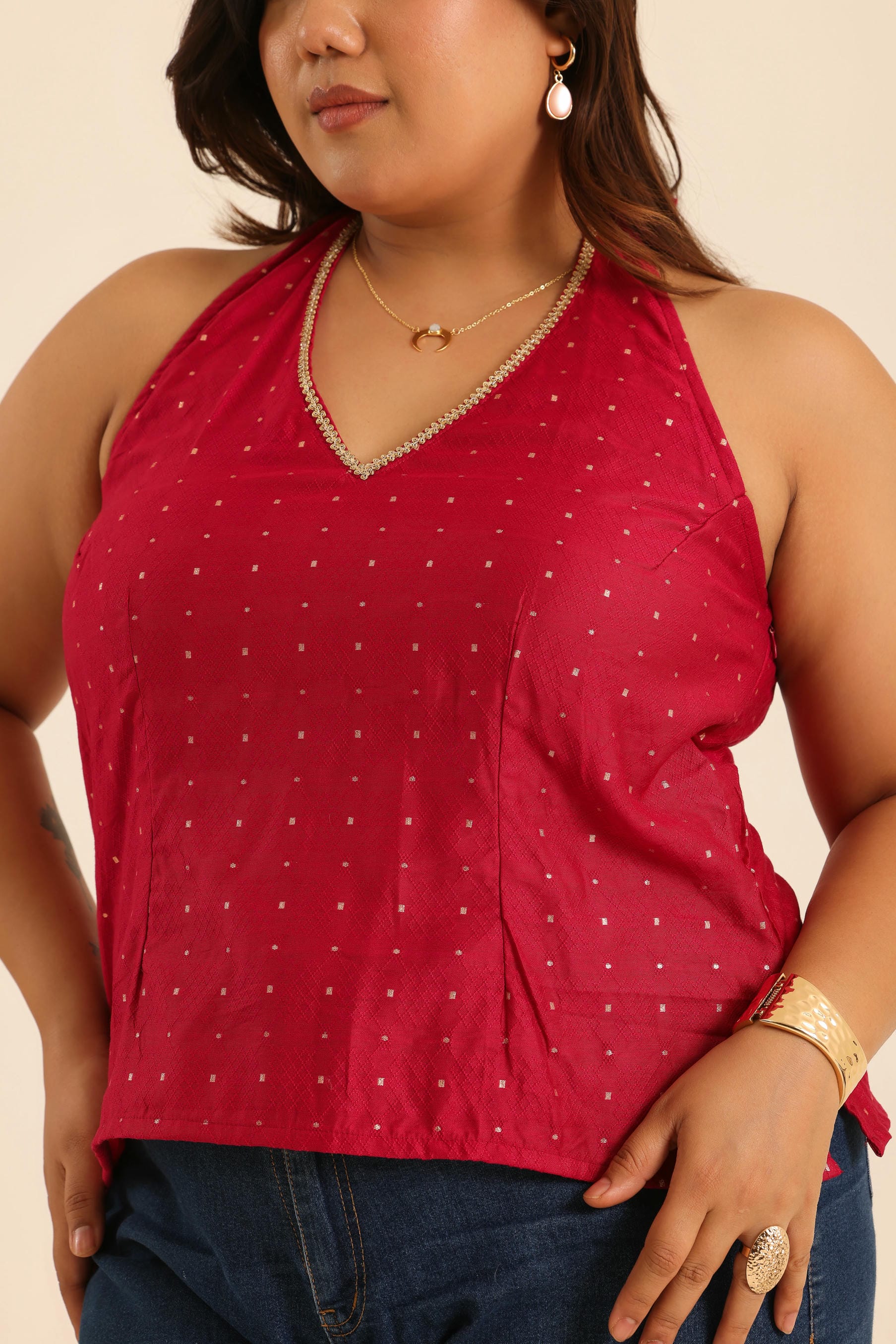 Rangrez Hot Pink Halter Neck Top