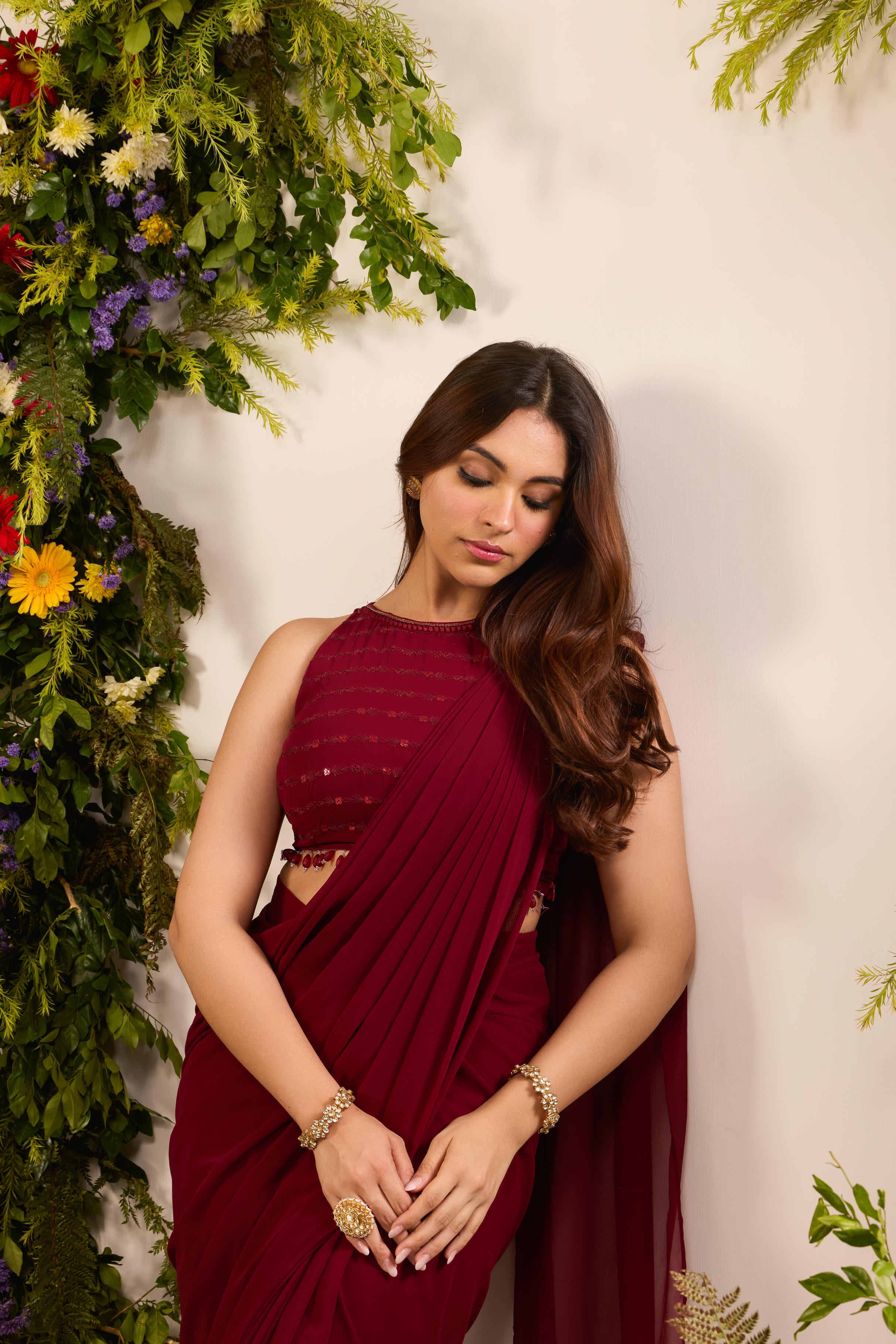 Mastaani Ruby Drape Saree Set