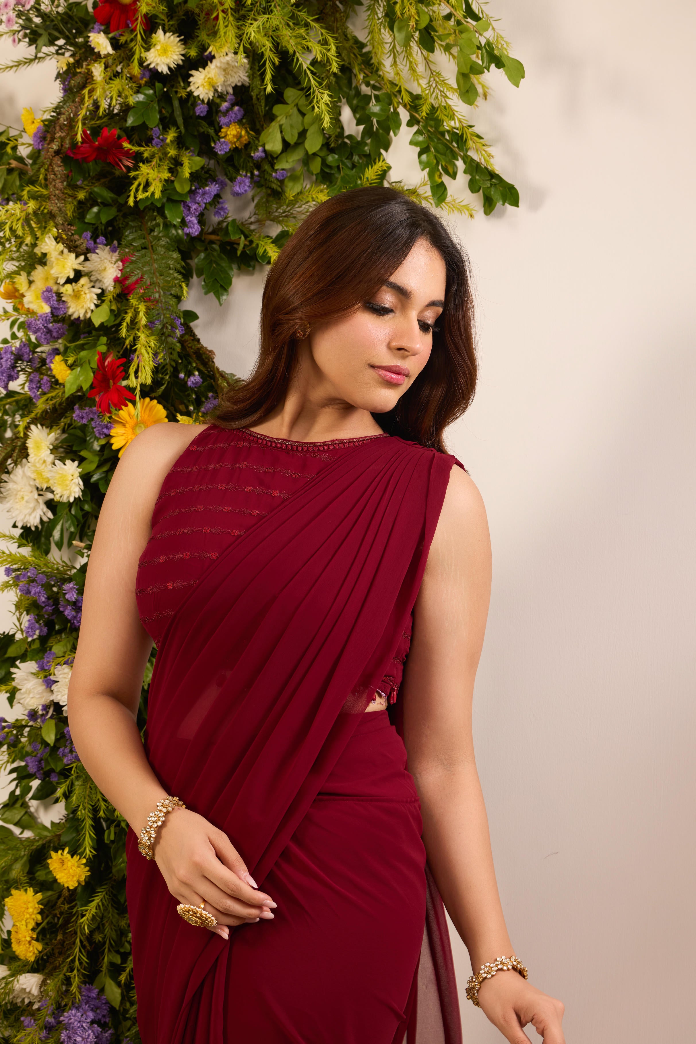 Mastaani Ruby Drape Saree Set