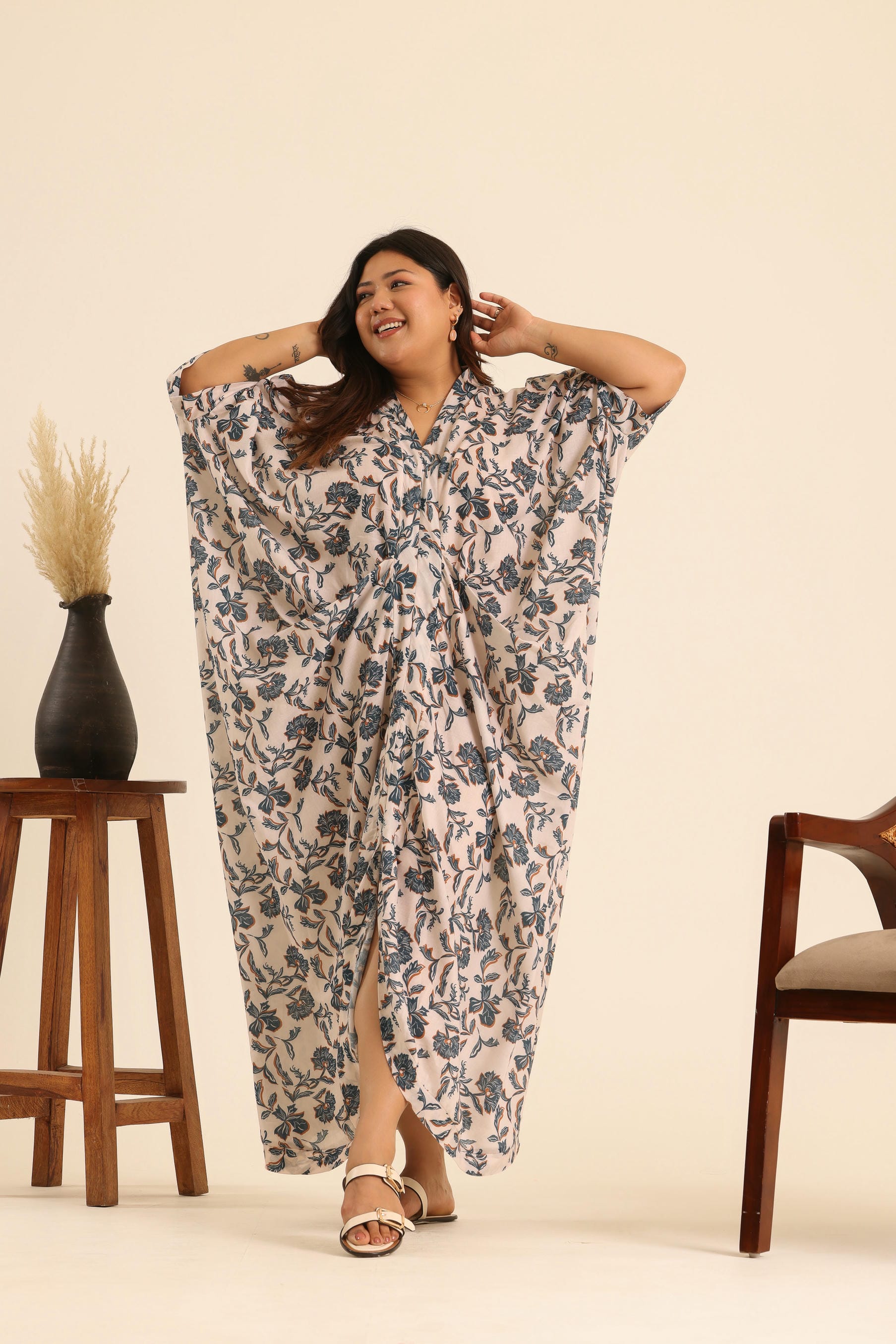 Rangrez Maple Dust Draped Kaftan